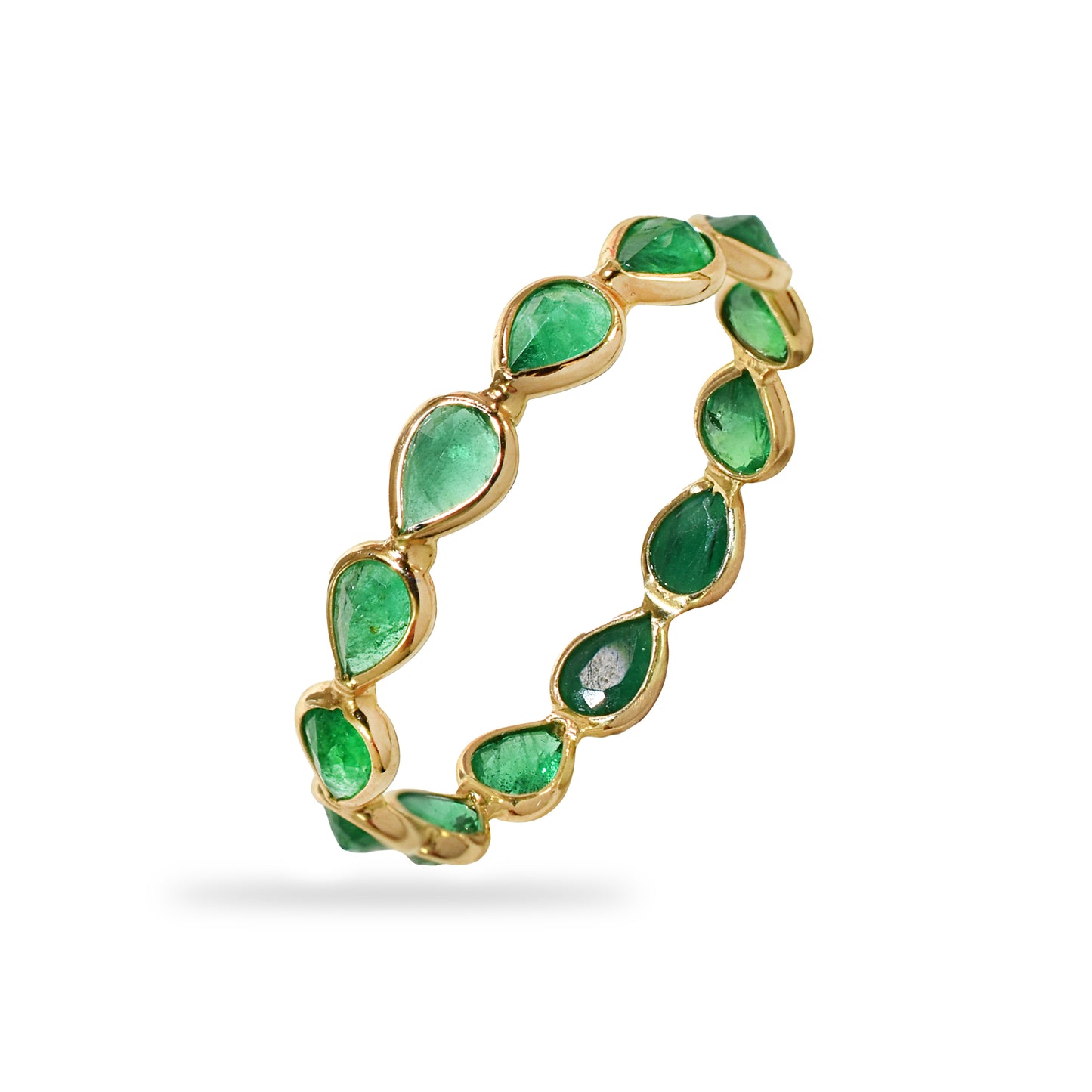 14k Emerald Pear Bezel Ring