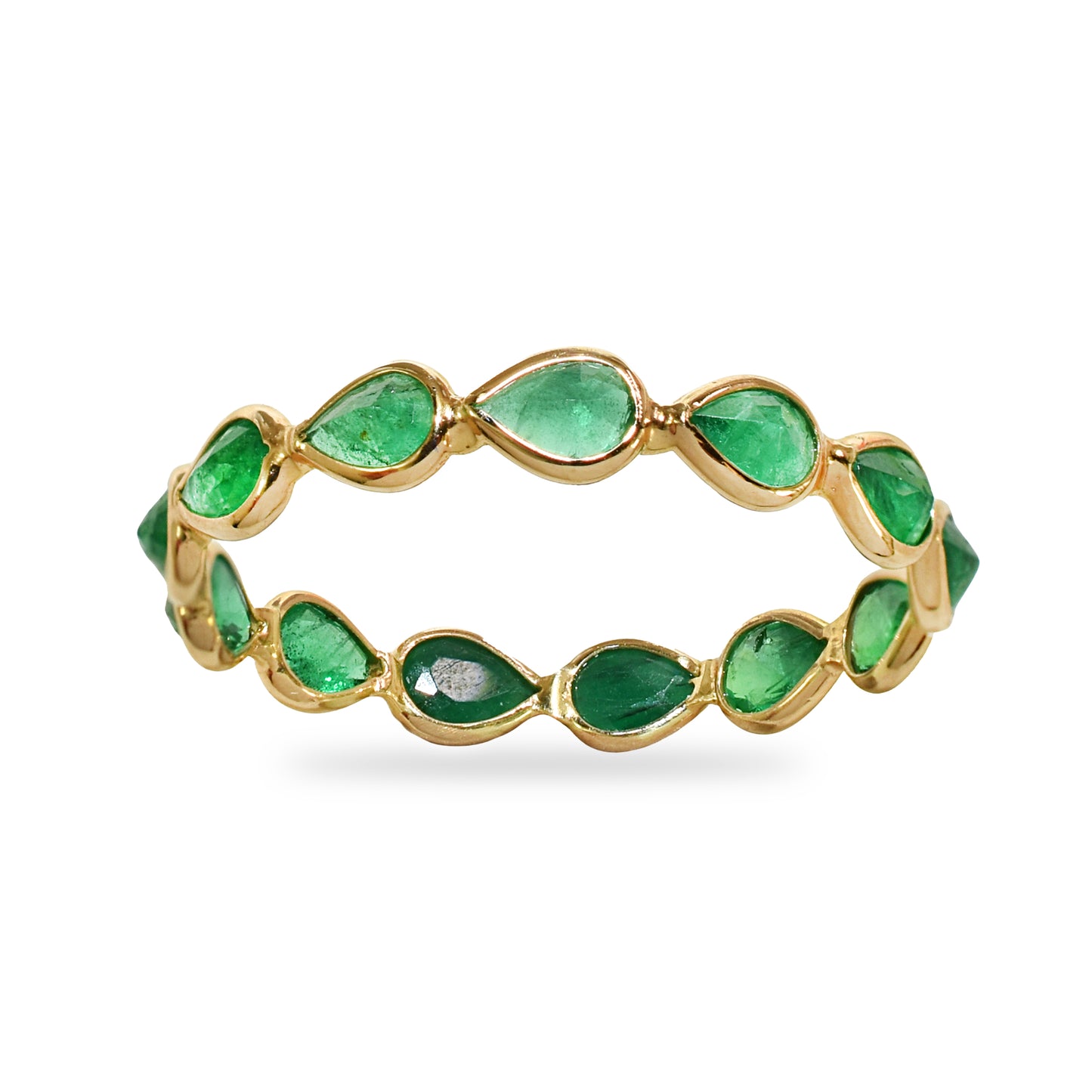 14k Emerald Pear Bezel Ring