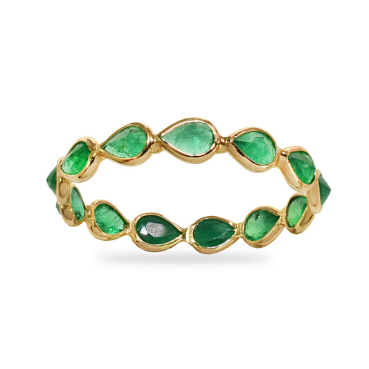 14k Emerald Pear Bezel Ring