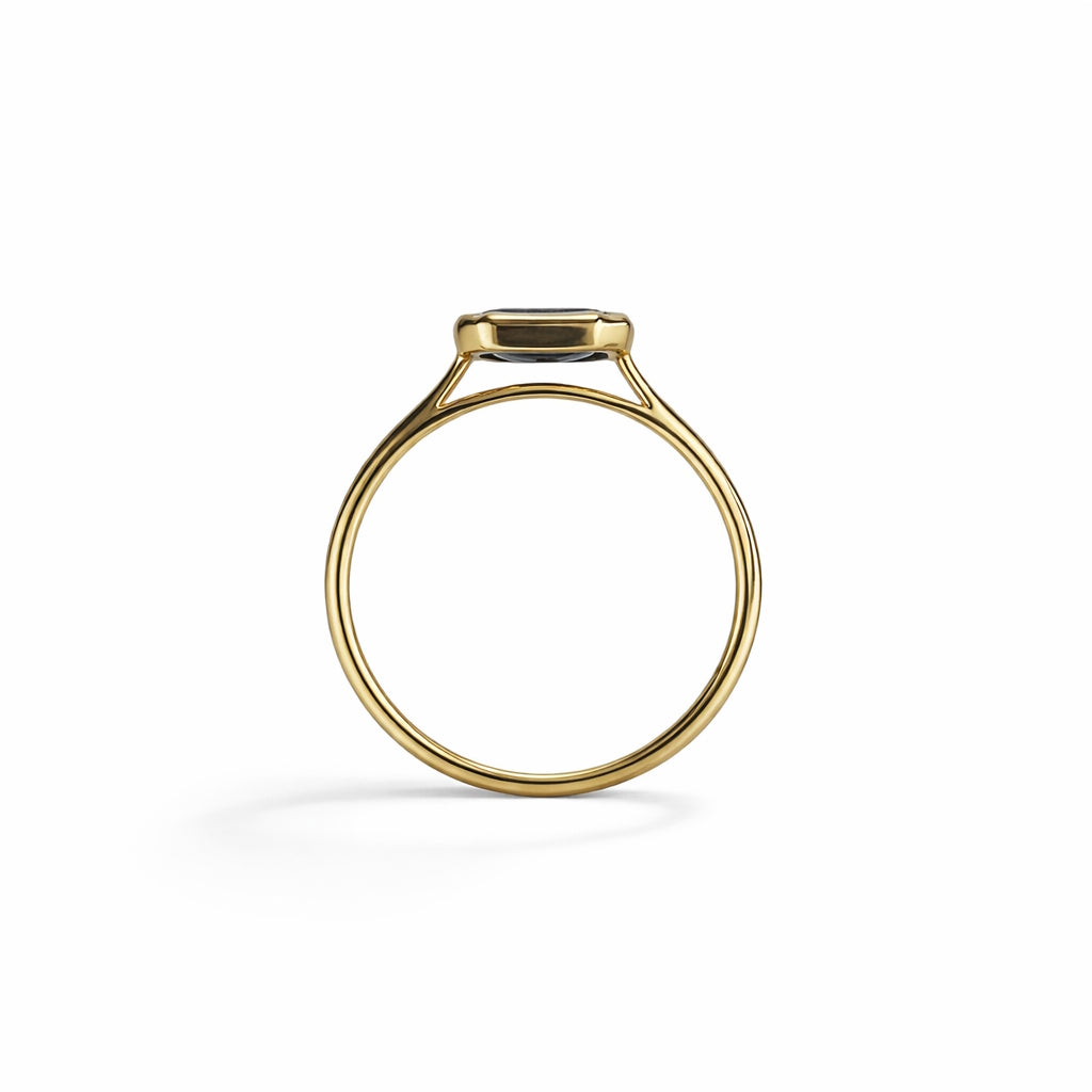 14k Emerald Cut Sapphire Bezel Ring