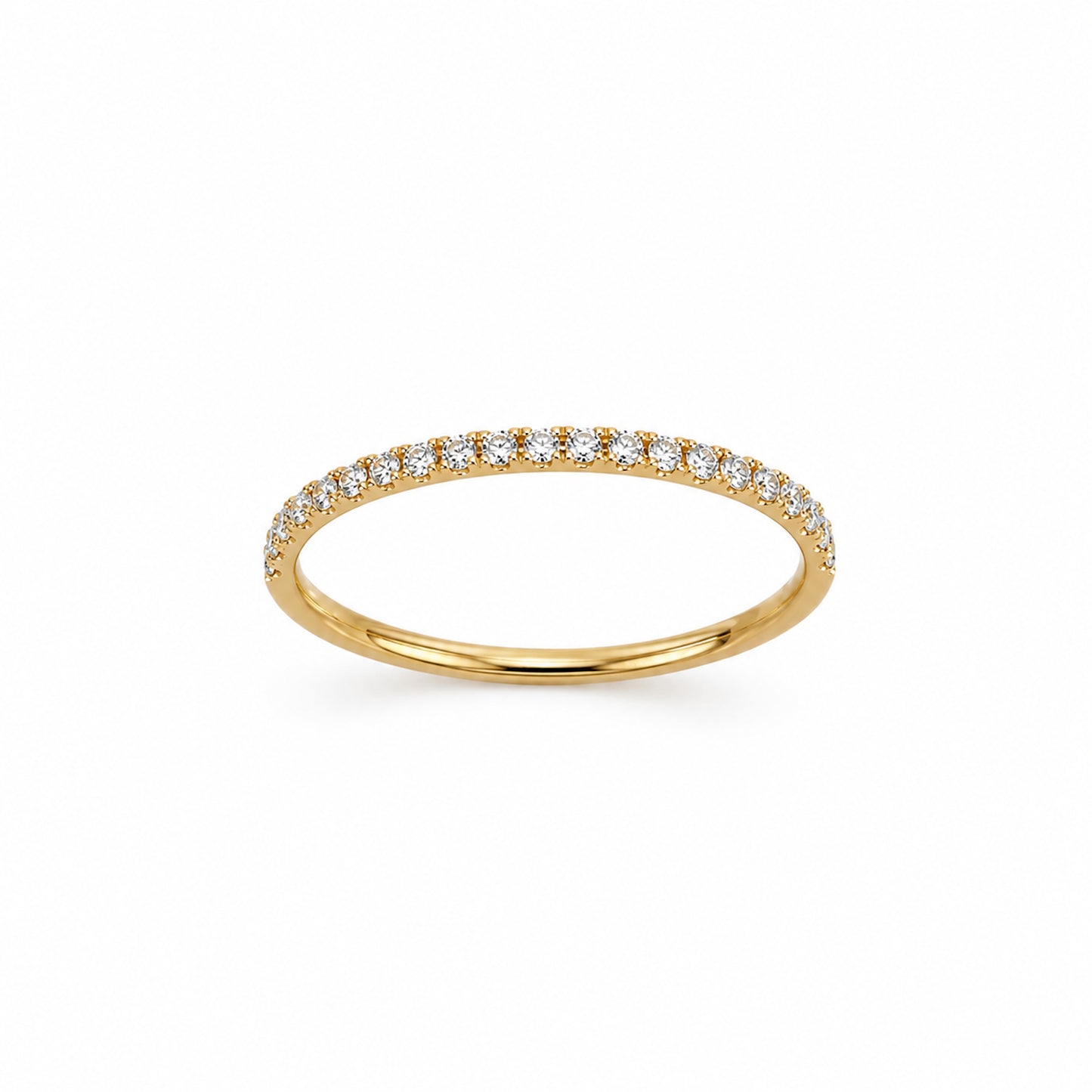 14k Stackable Band 20 Set Stones Ring