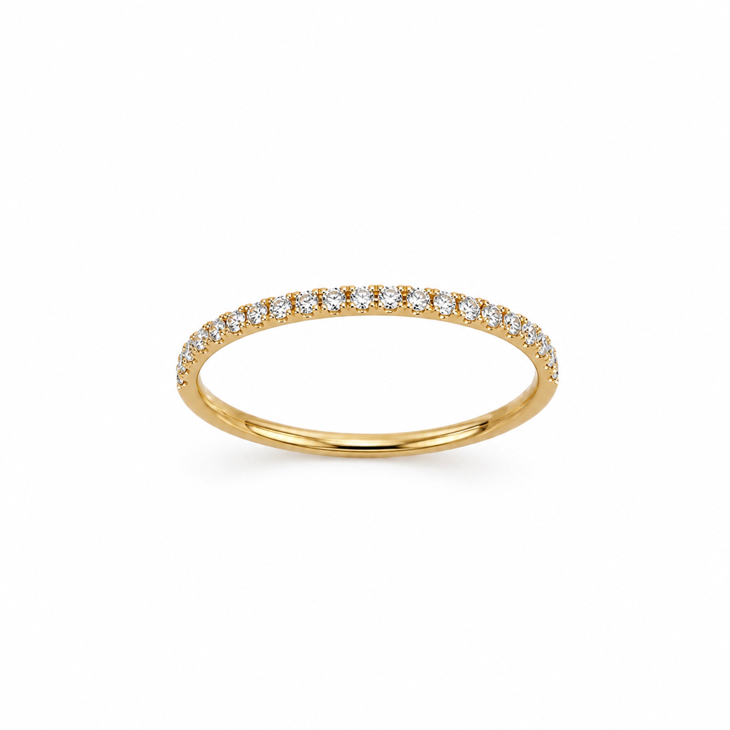 14k Stackable Band 20 Set Stones Ring