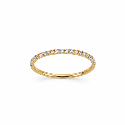 14k Stackable Band 20 Set Stones Ring