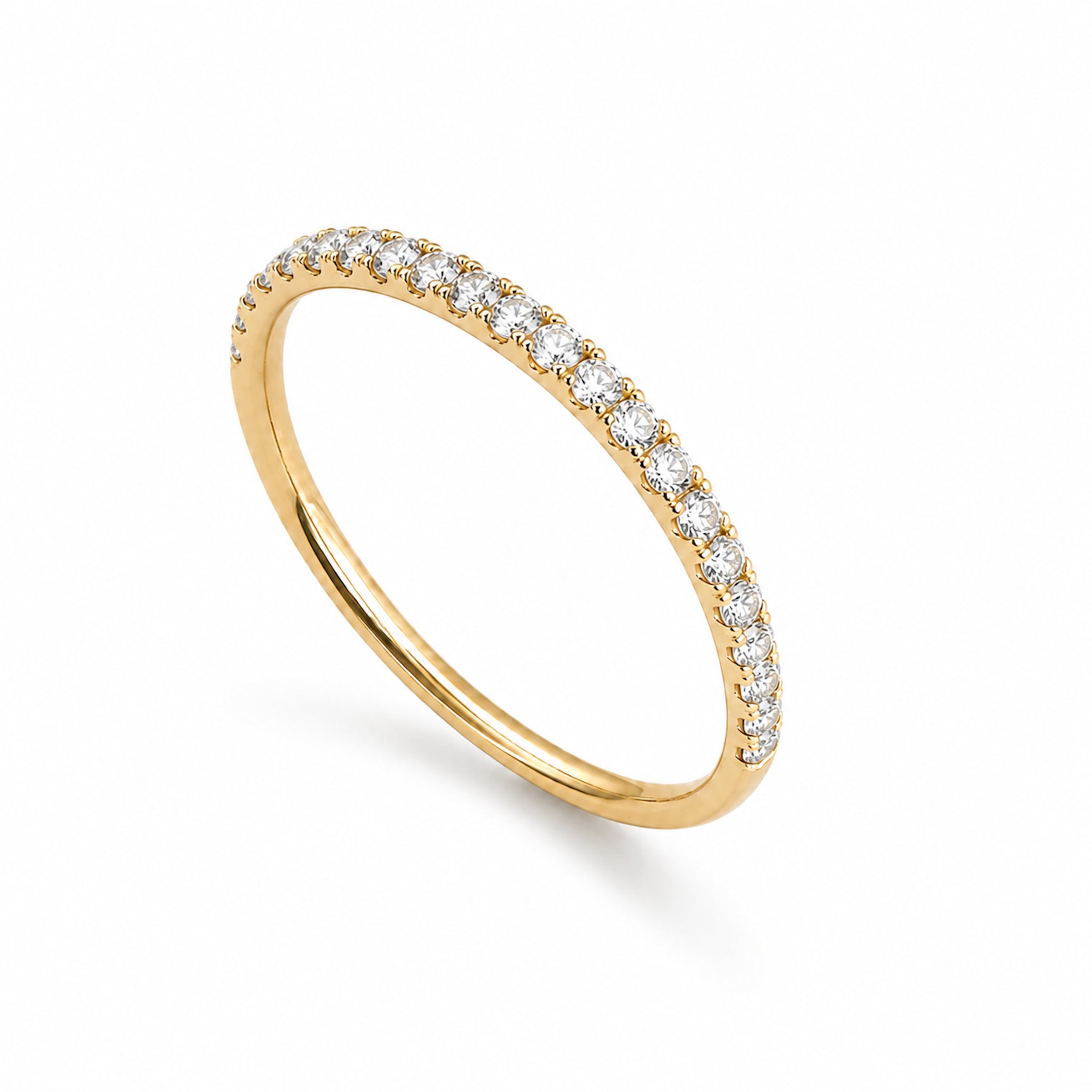 14k Stackable Band 20 Set Stones Ring