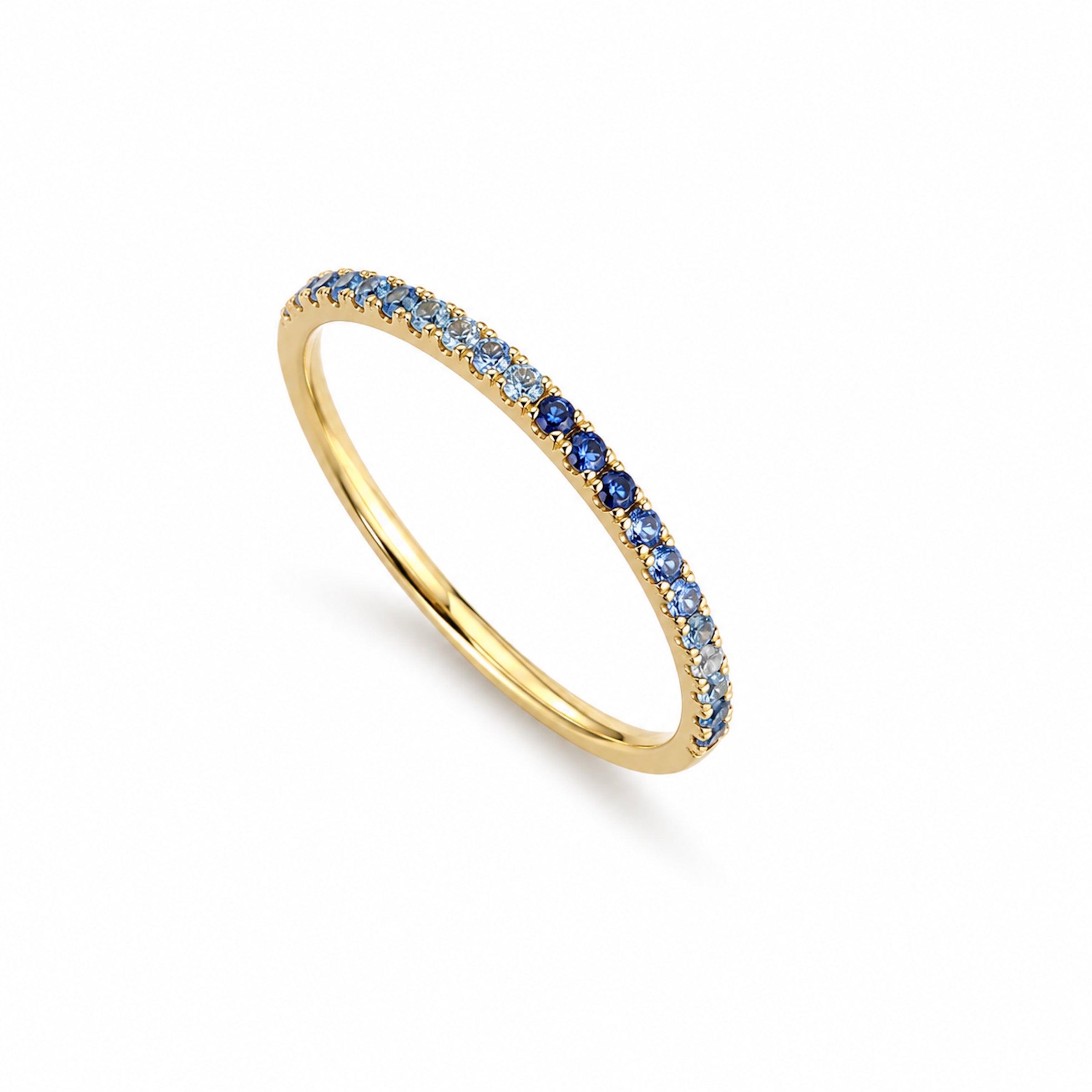 14k Stackable Band 20 Set Stones Ring
