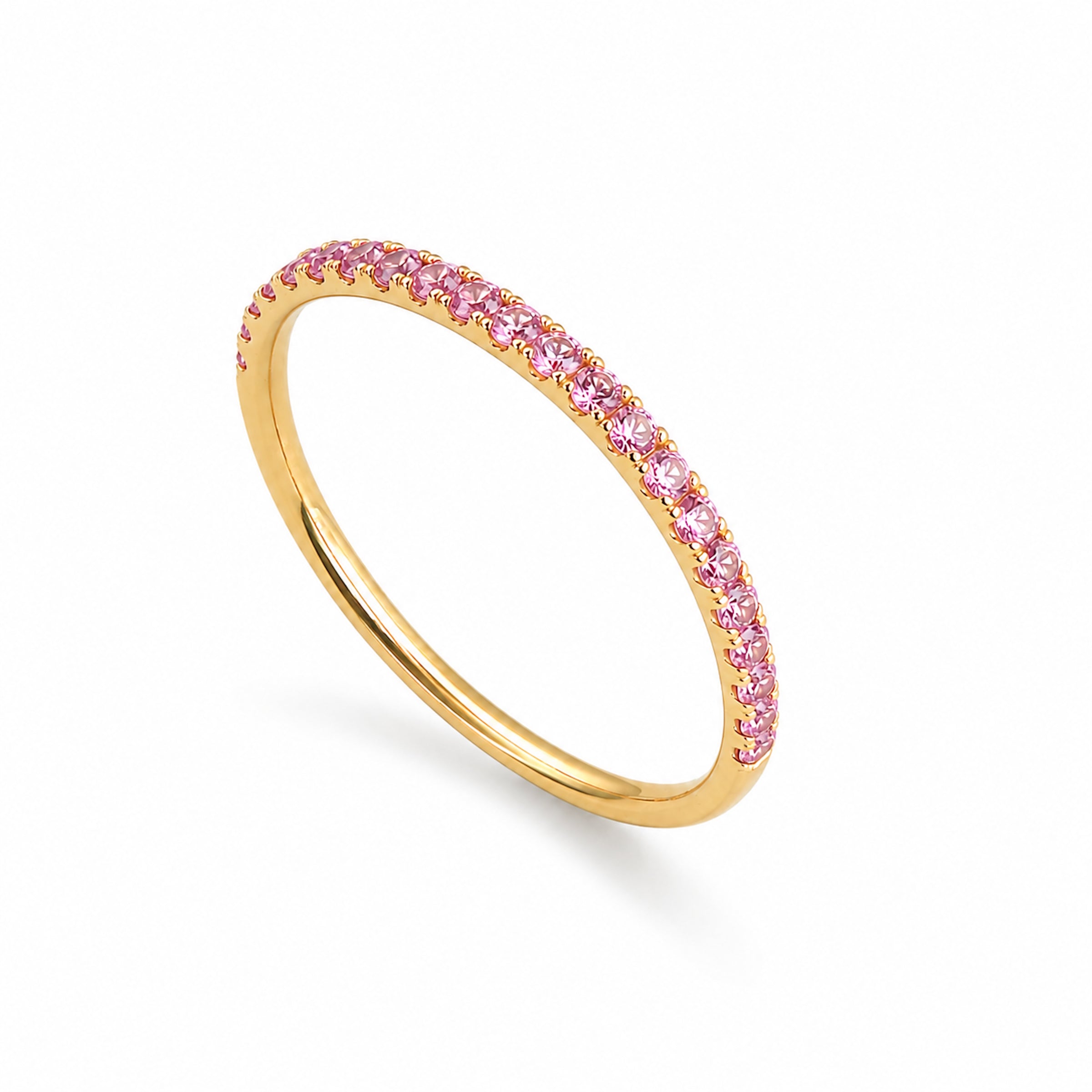 14k Stackable Band 20 Set Stones Ring