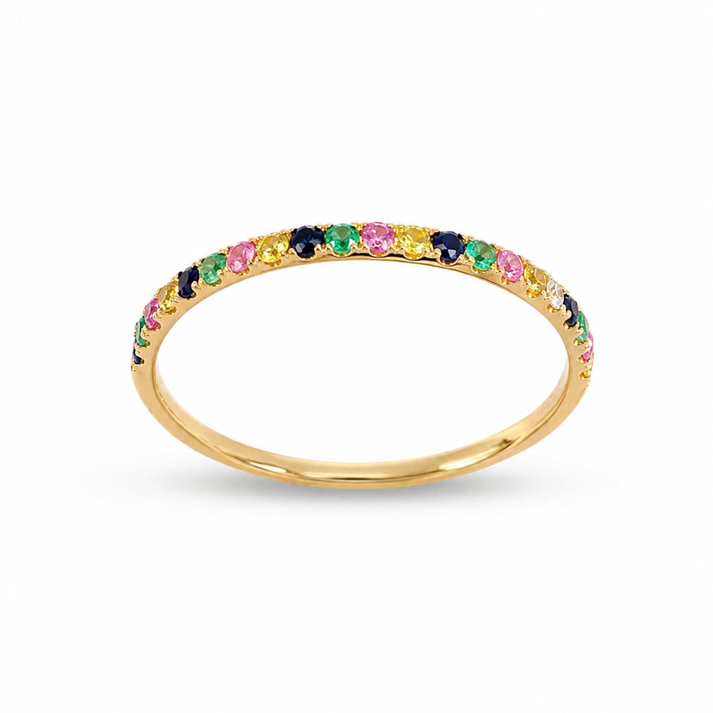 14k Stackable Band 20 Set Stones Ring