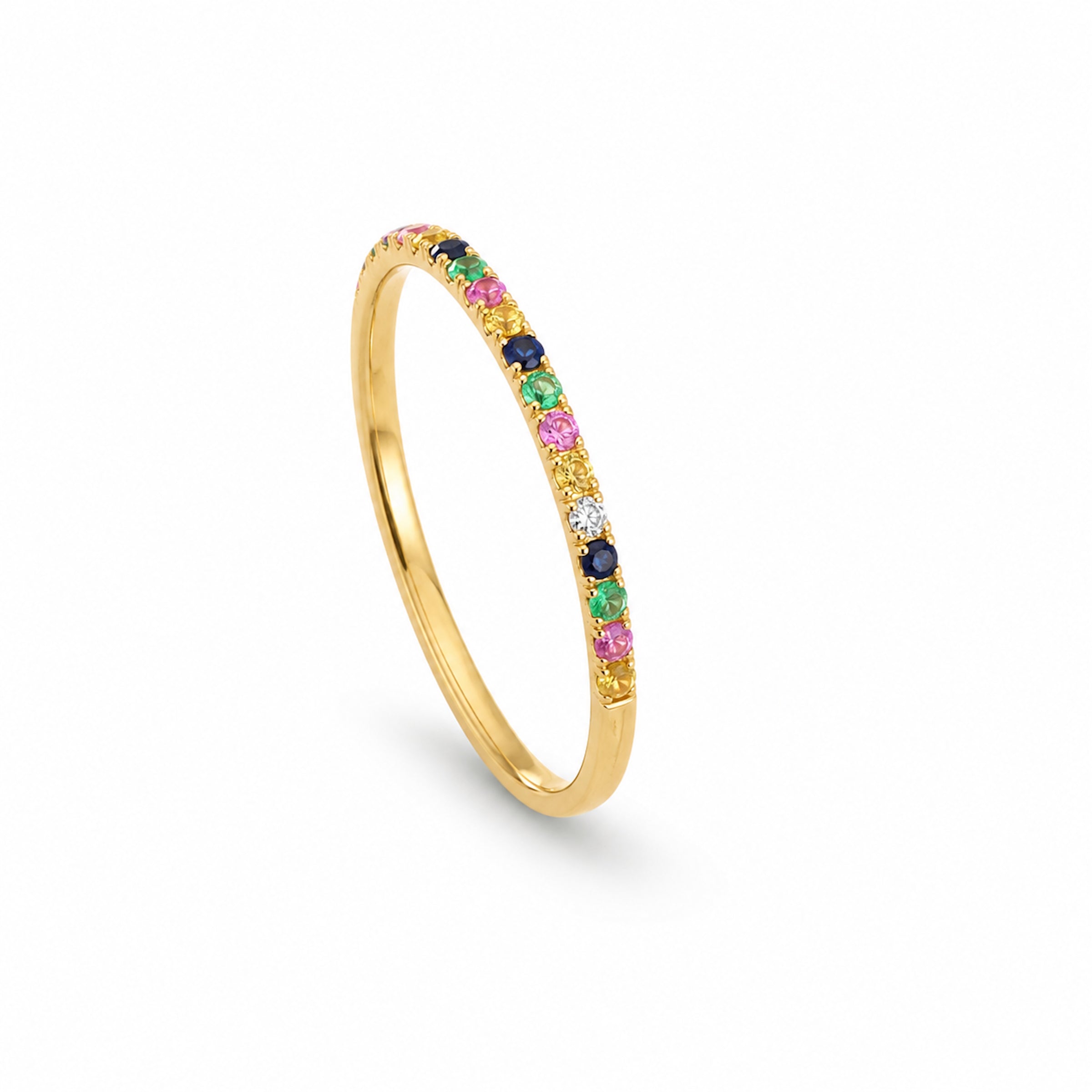 14k Stackable Band 20 Set Stones Ring