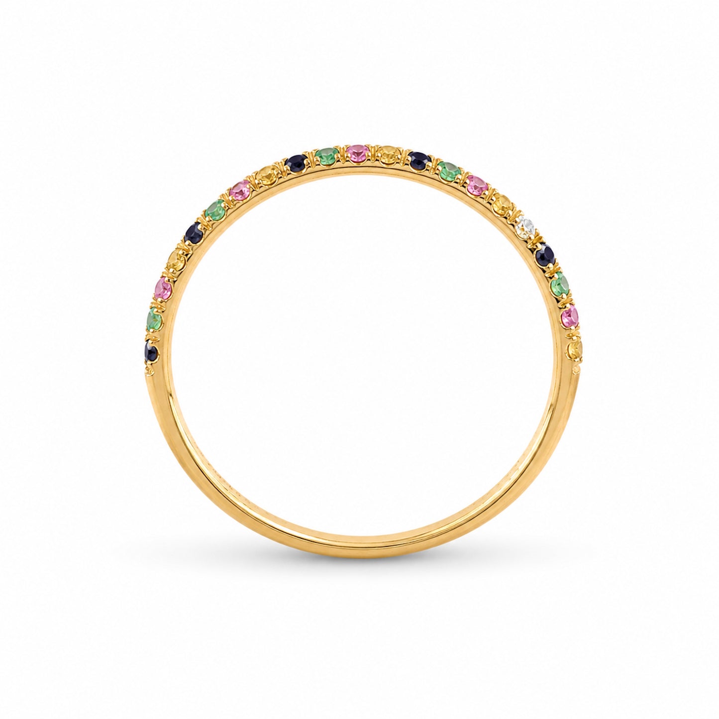 14k Stackable Band 20 Set Stones Ring