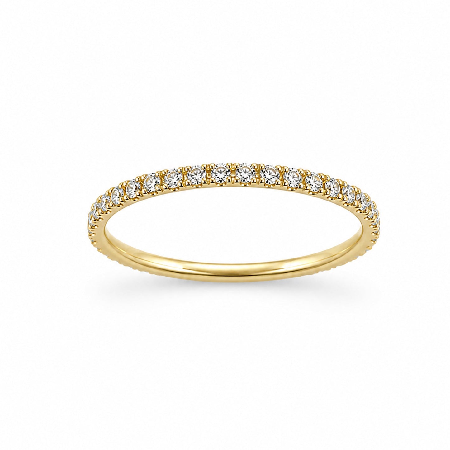 14k Stackable Band 40 Set Stones Ring
