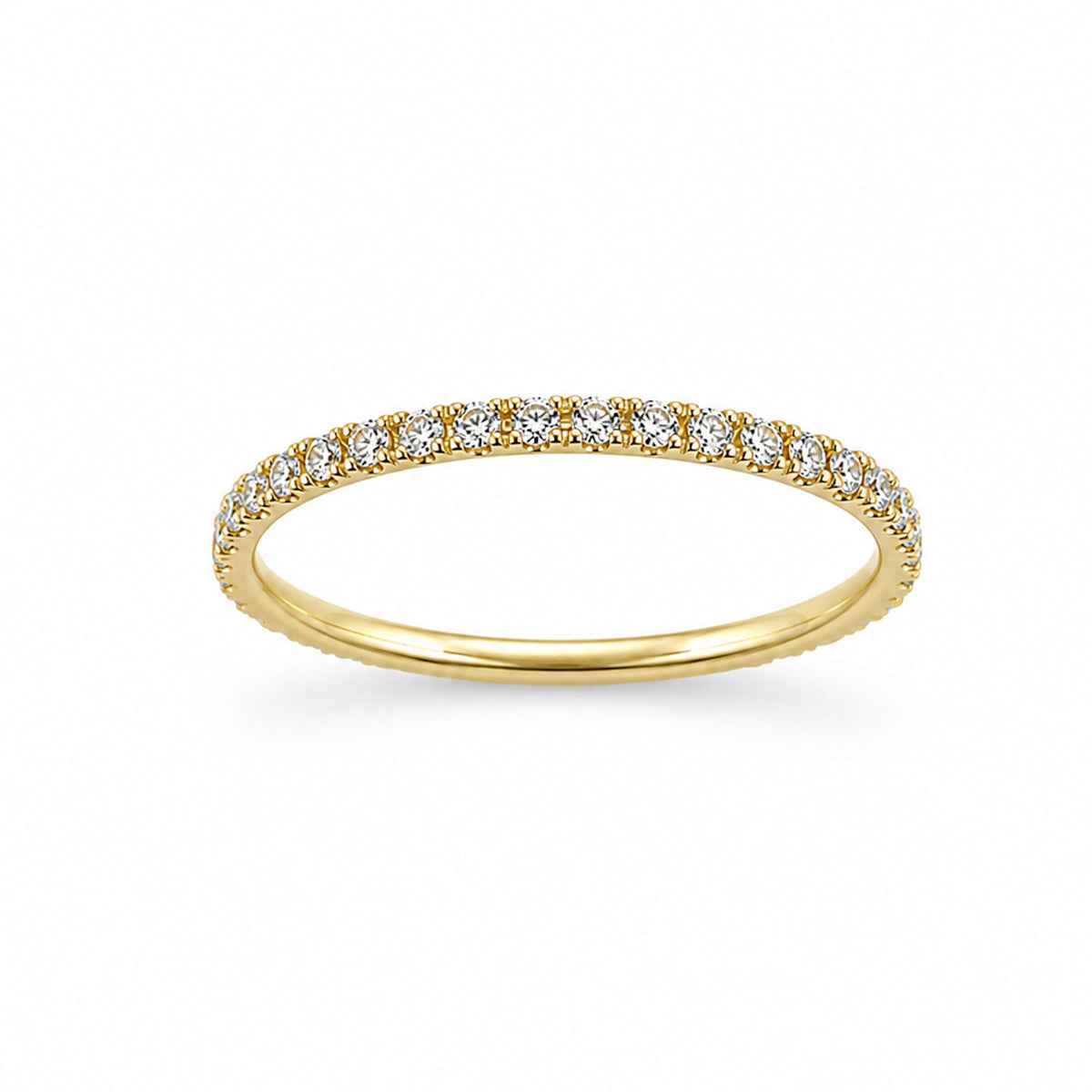 14k Stackable Band 40 Set Stones Ring