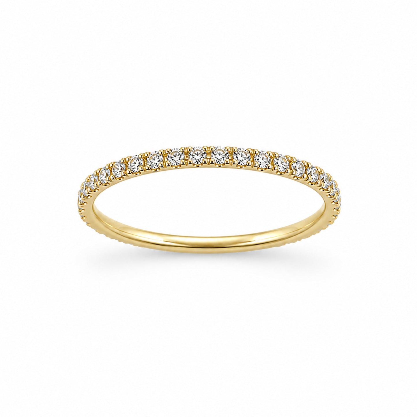 14k Stackable Band 40 Set Stones Ring