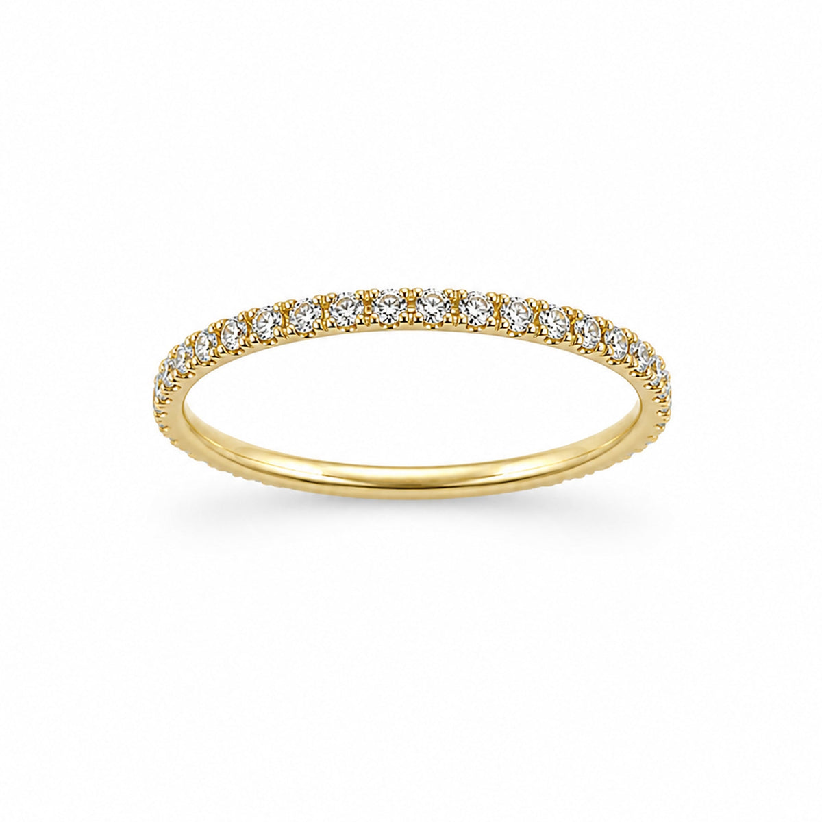 14k Stackable Band 40 Set Stones Ring