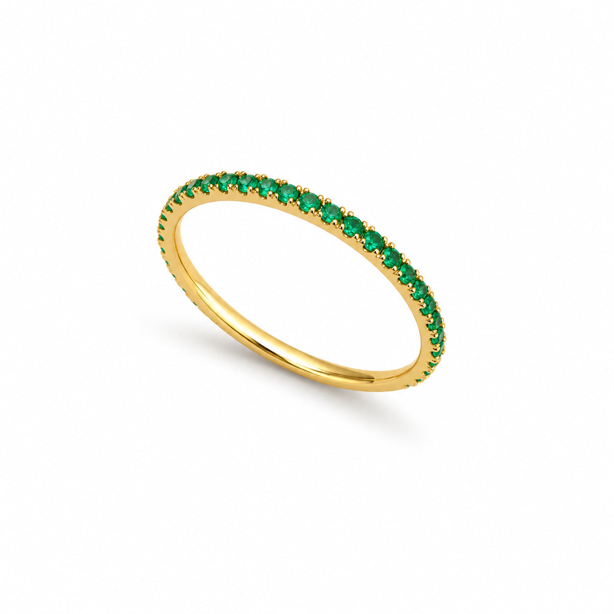 14k Stackable Band 40 Set Stones Ring