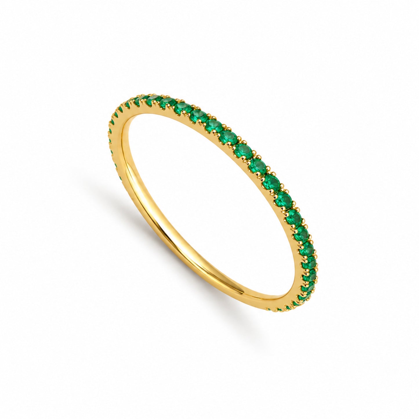 14k Stackable Band 40 Set Stones Ring