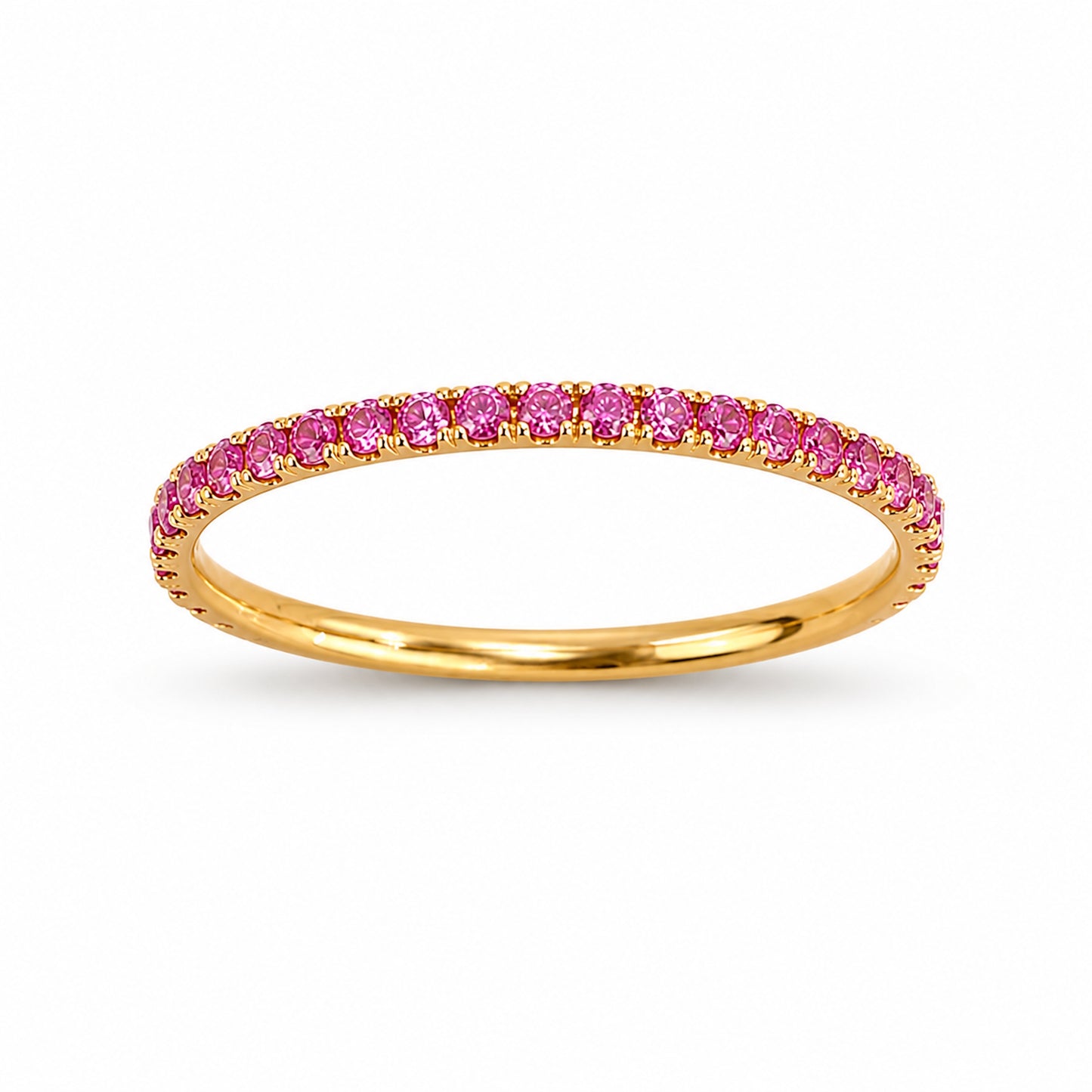 14k Stackable Band 40 Set Stones Ring