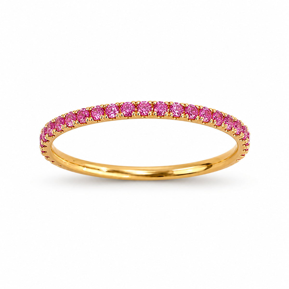 14k Stackable Band 40 Set Stones Ring