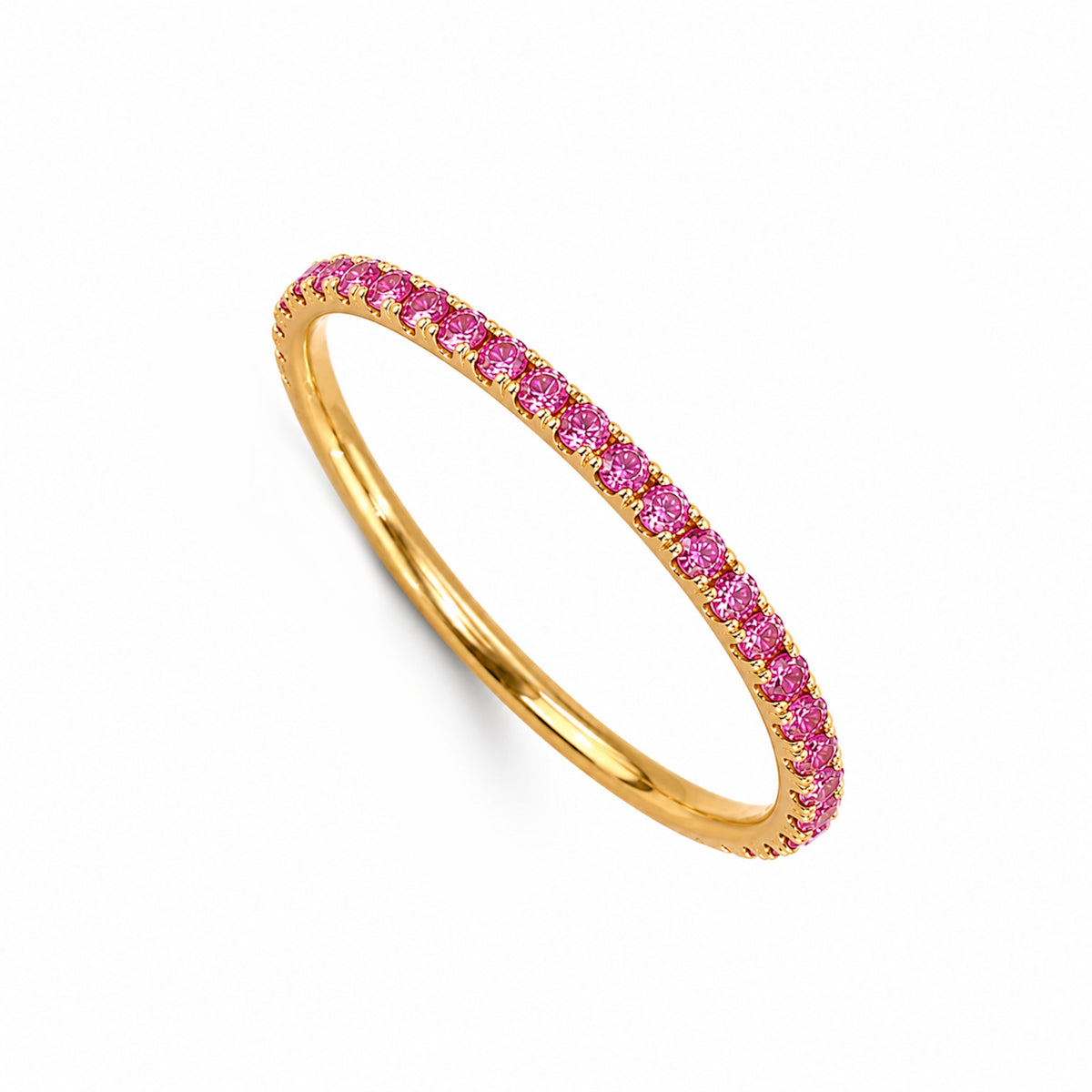 14k Stackable Band 40 Set Stones Ring