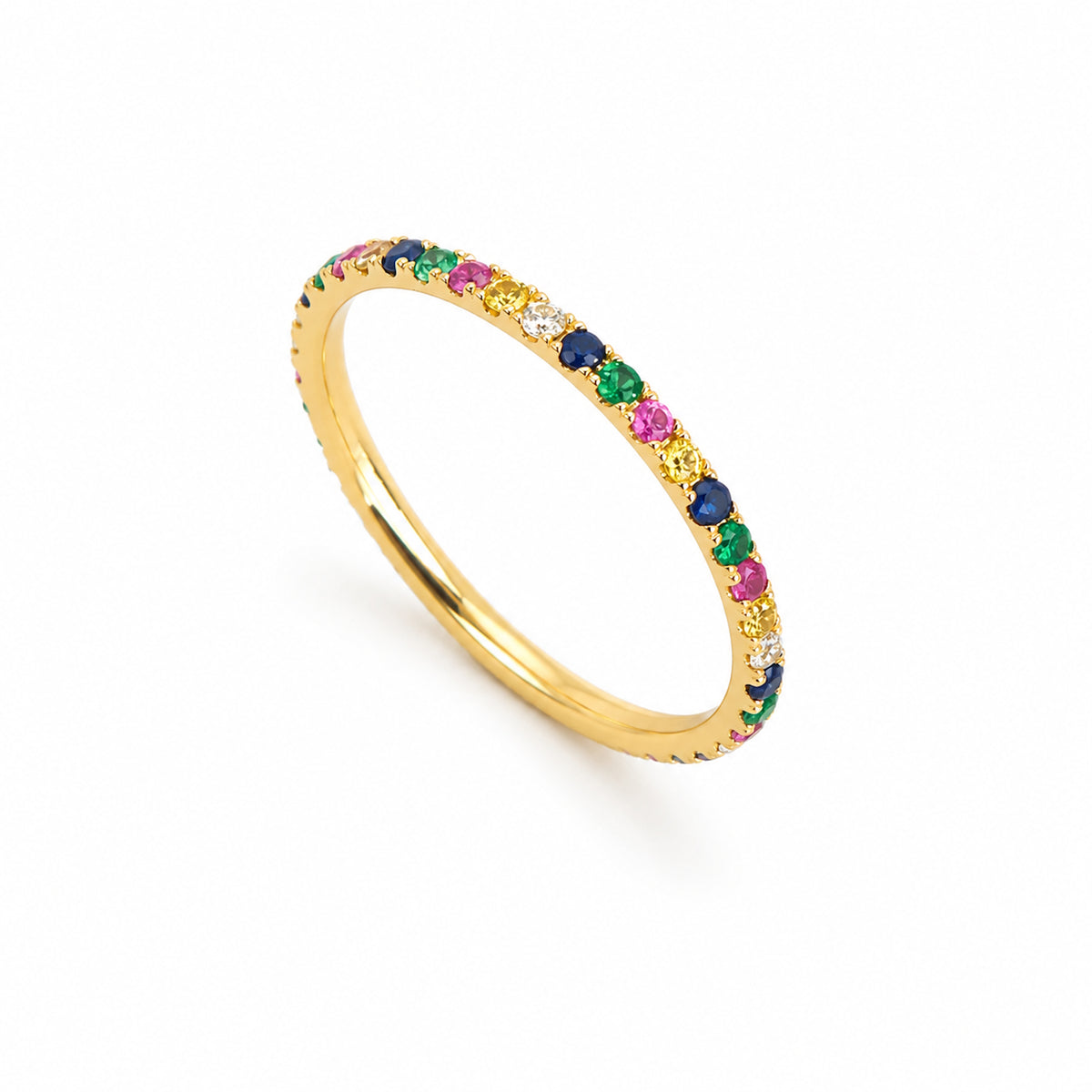 14k Stackable Band 40 Set Stones Ring