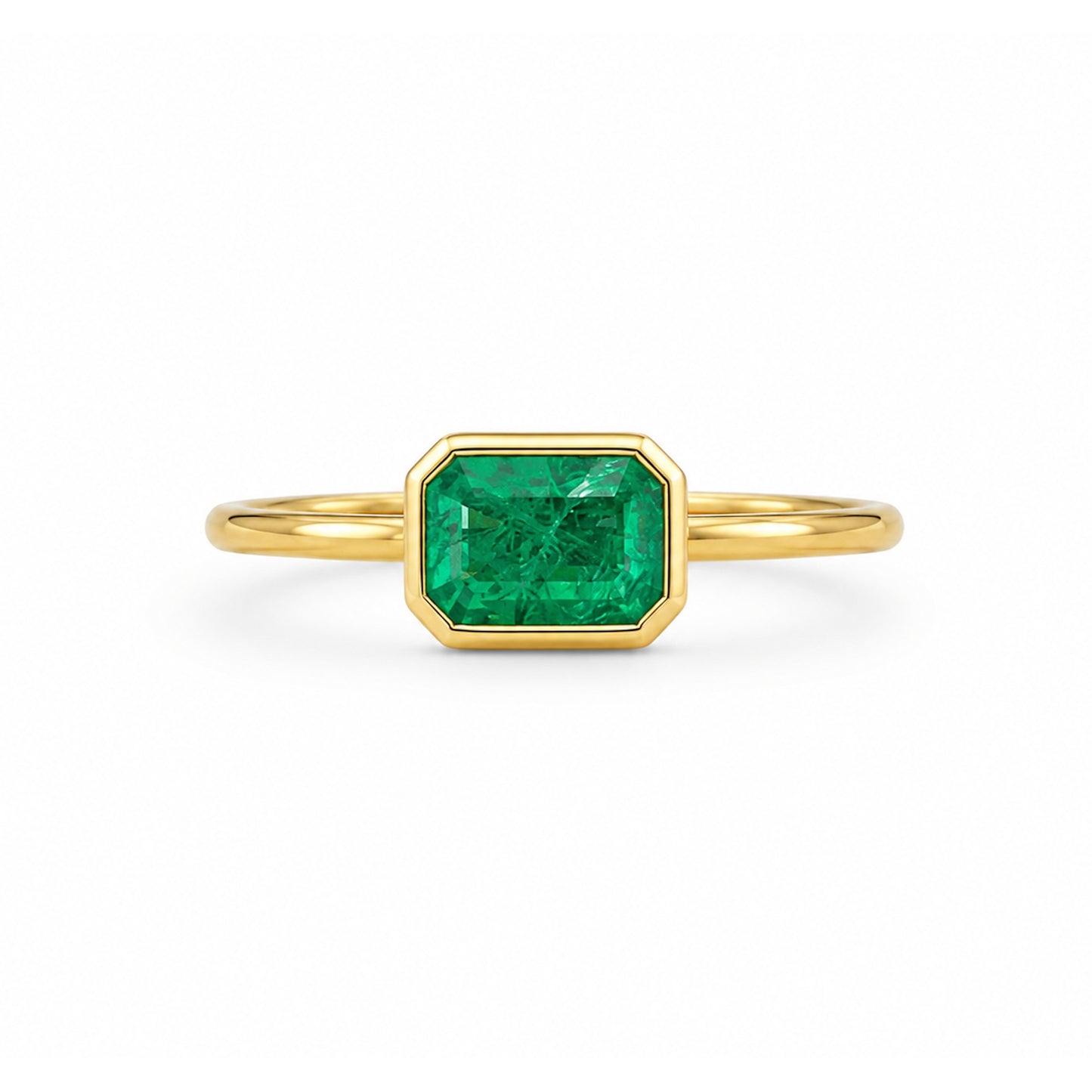 14k Octagon Bezel Precious Stone Ring