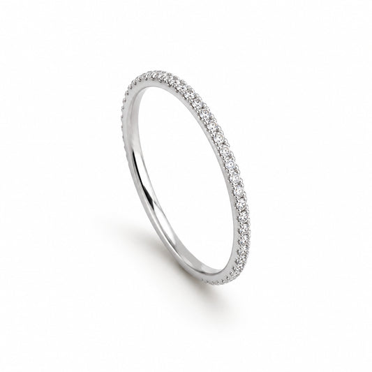 14k White Gold Stack Band Diamond Ring