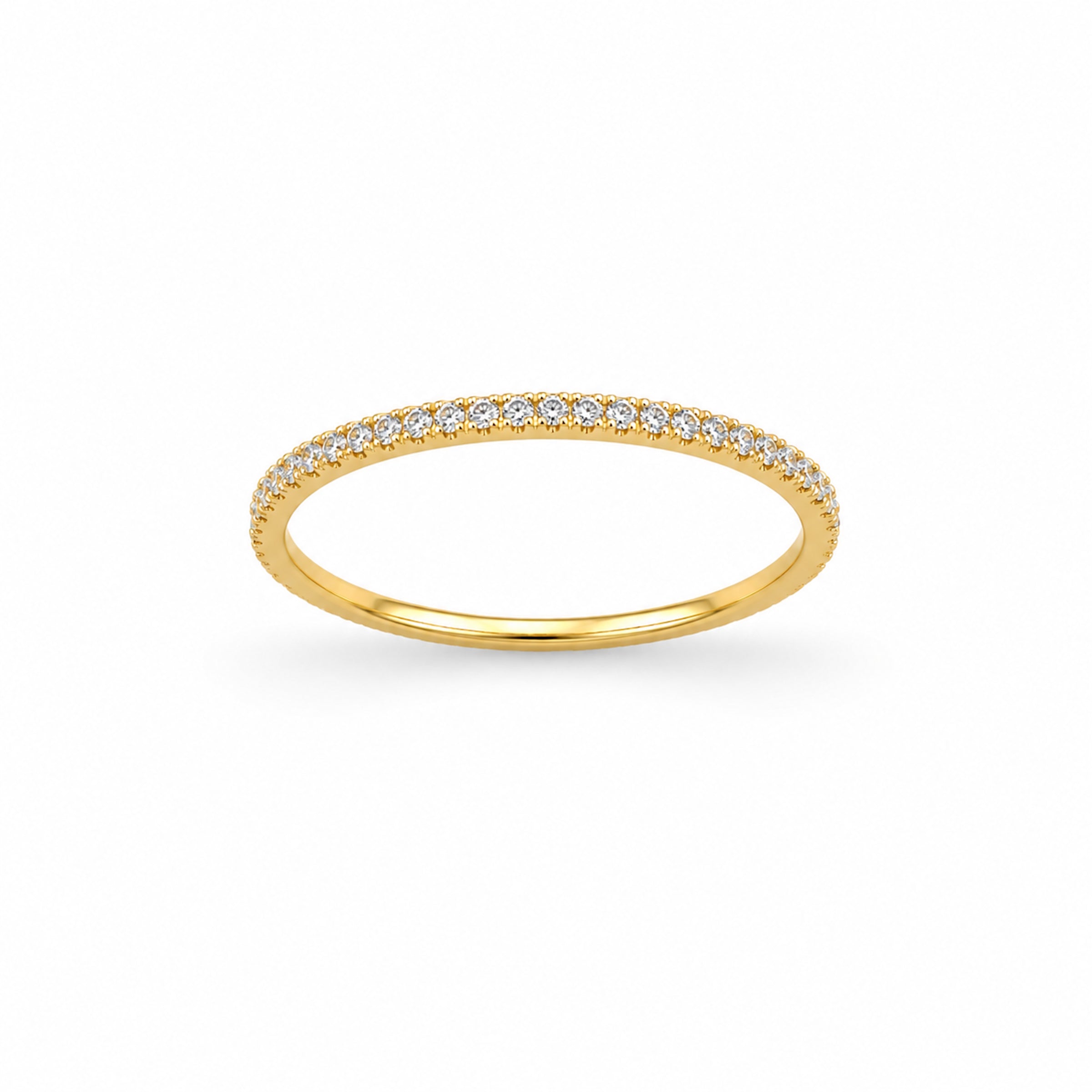 14k Stack Band Diamond Ring