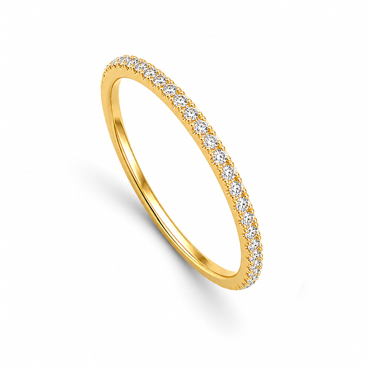 14k Stack Band Diamond Ring