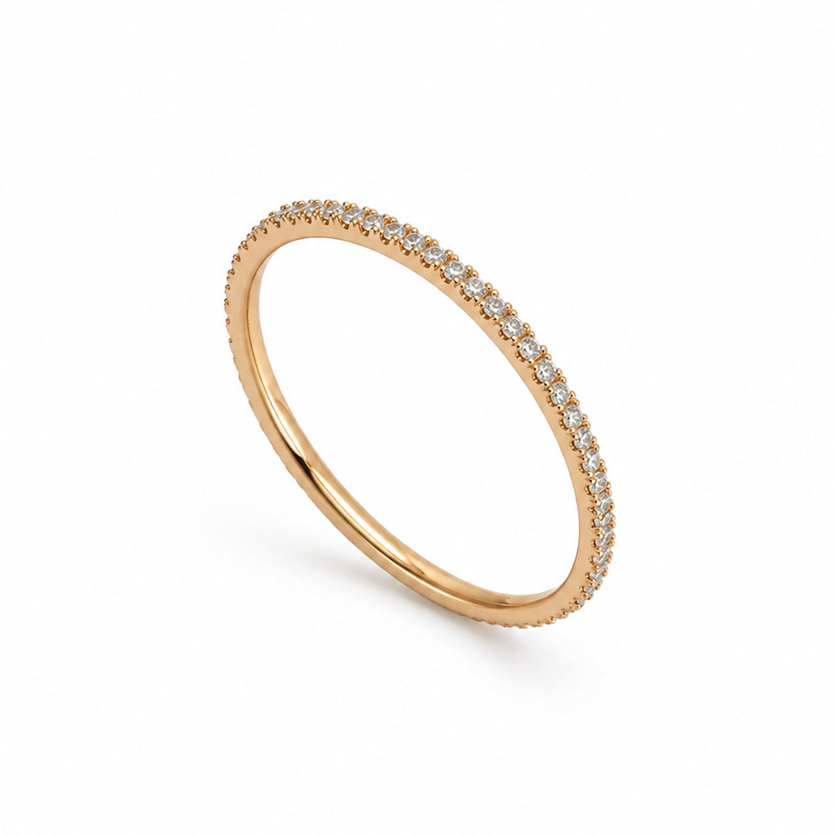 14k Rose Gold Stack Band Diamond Ring