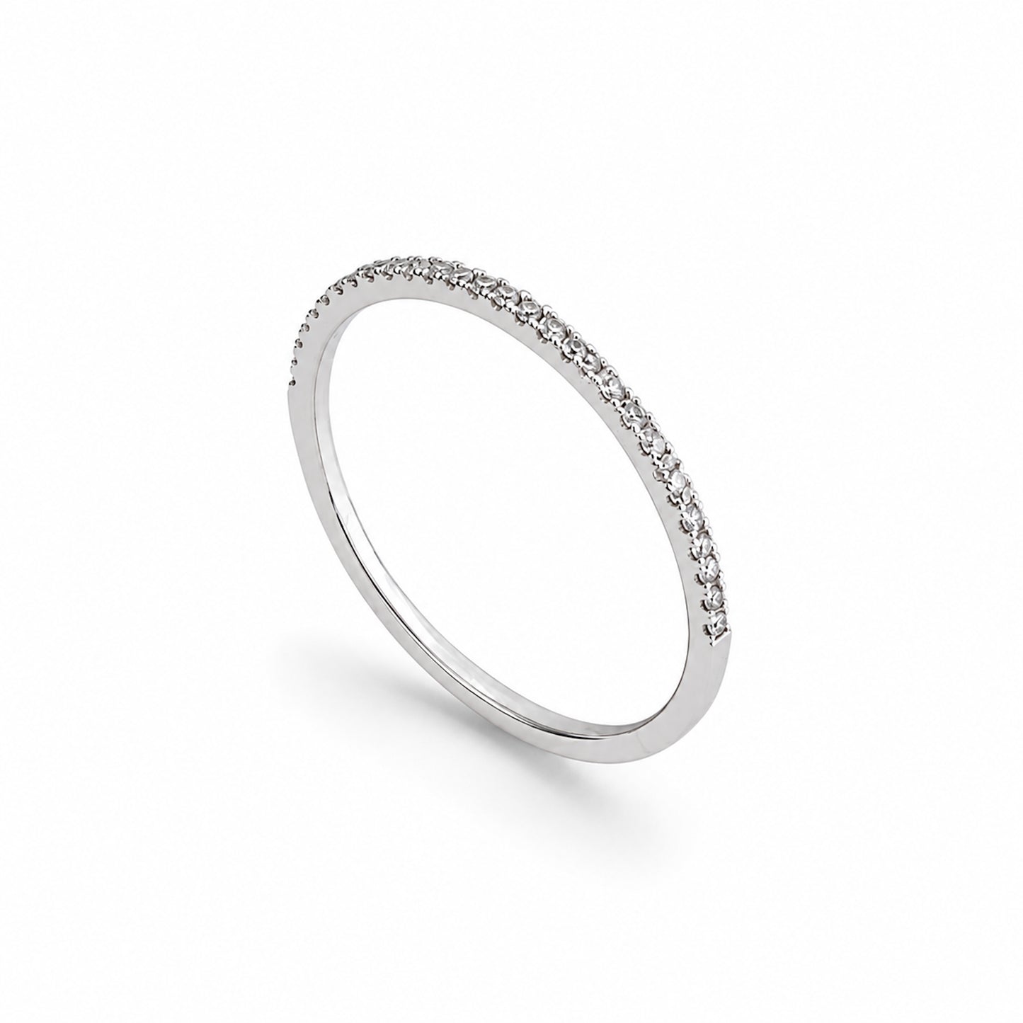 14k White Gold Stack Band Diamond Ring