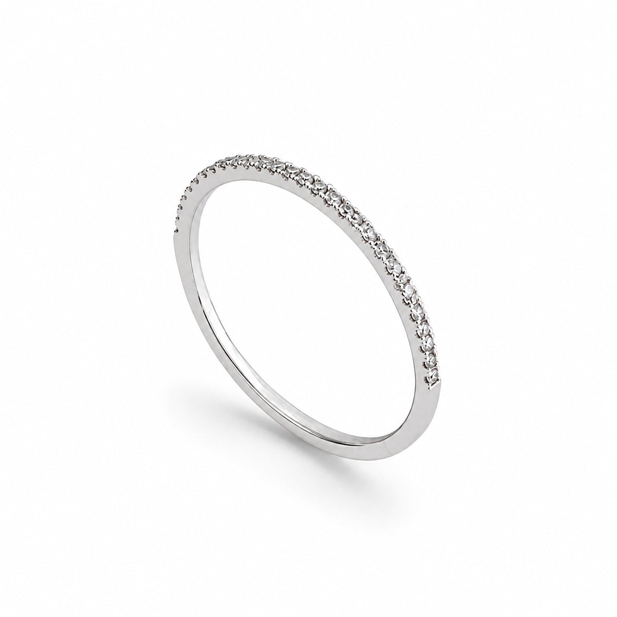 14k White Gold Stack Band Diamond Ring