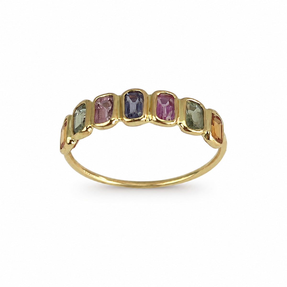 14k Multi Sapphire Half Eternity Bezel Ring