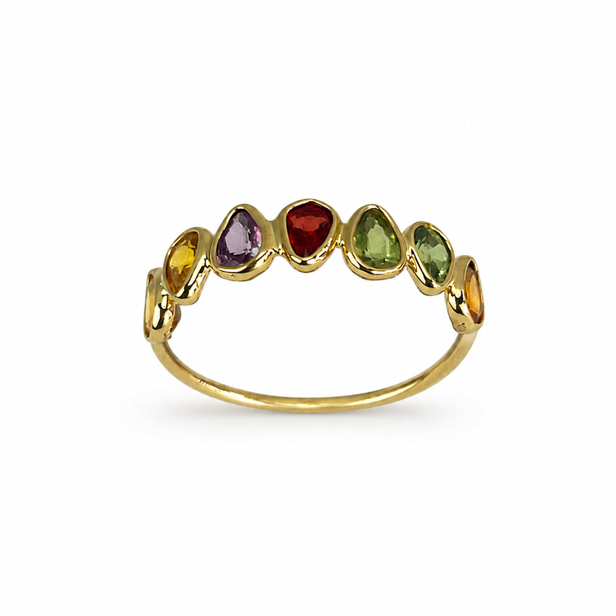 14k Multi Sapphire Half Eternity Bezel Ring
