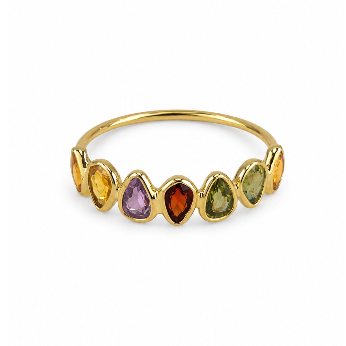 14k Multi Sapphire Half Eternity Bezel Ring