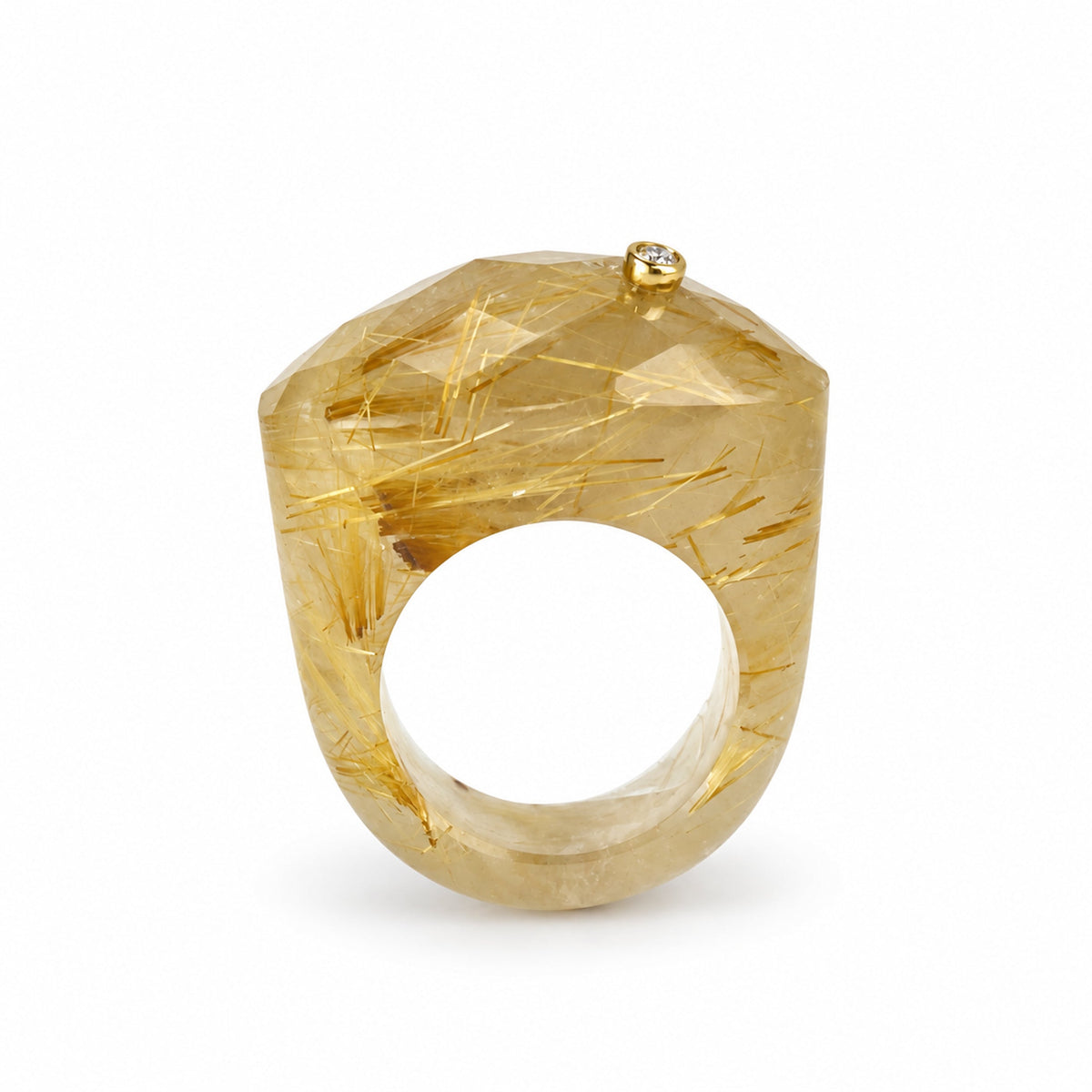 14k Multi Stone Quartz & Diamond Fancy Cut Ring