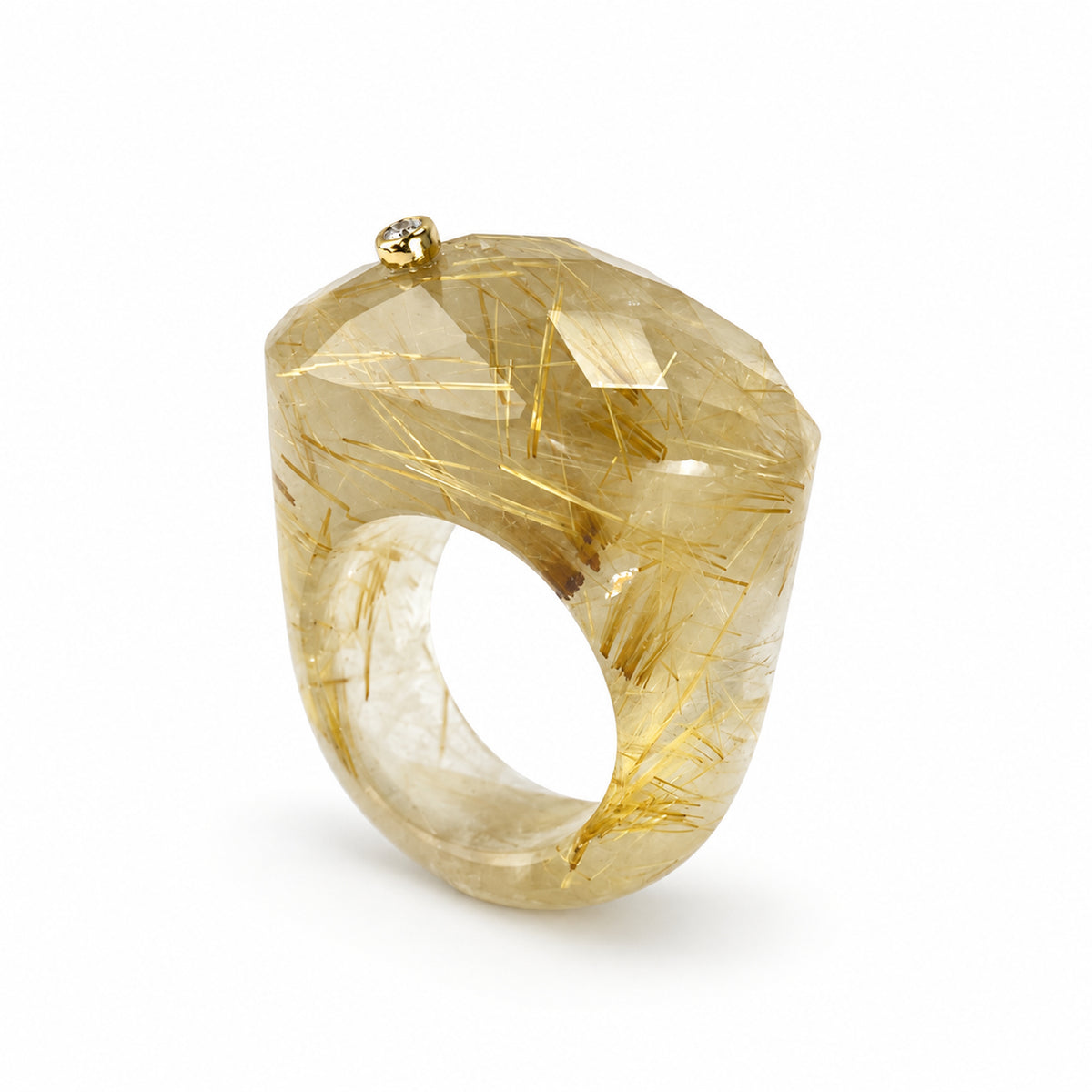 14k Multi Stone Quartz & Diamond Fancy Cut Ring