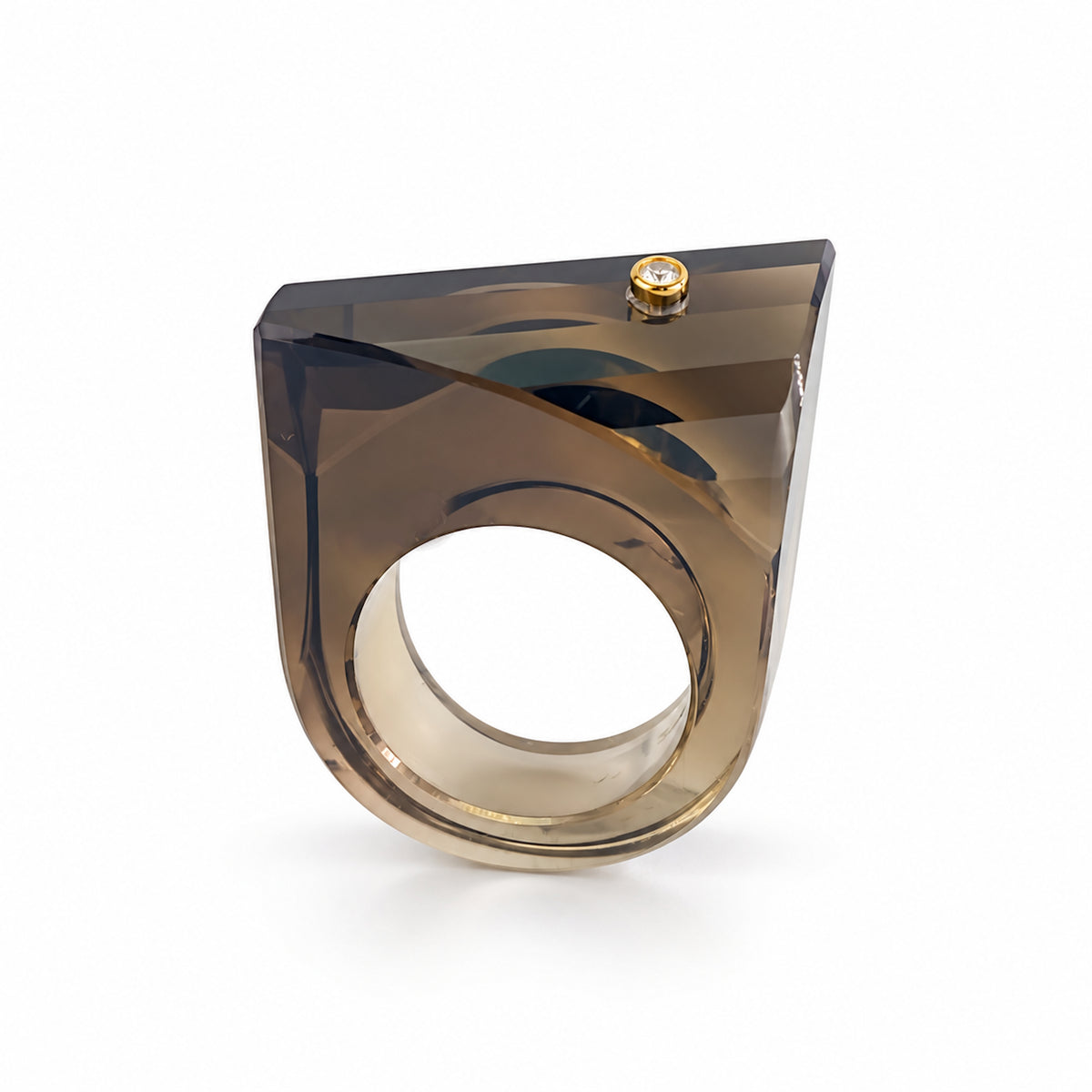 14k Multi Stone Quartz & Diamond Fancy Cut Ring
