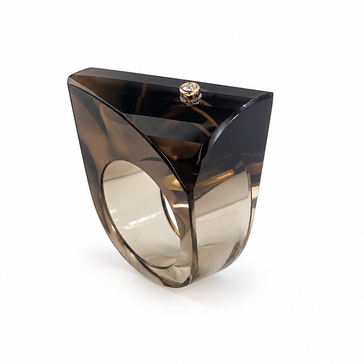 14k Multi Stone Quartz & Diamond Fancy Cut Ring