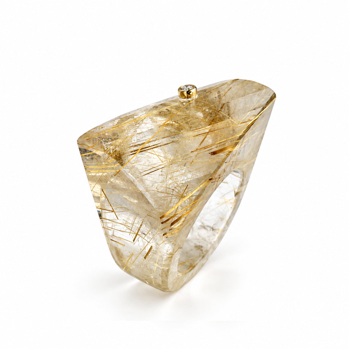 14k Multi Stone Quartz & Diamond Fancy Cut Ring