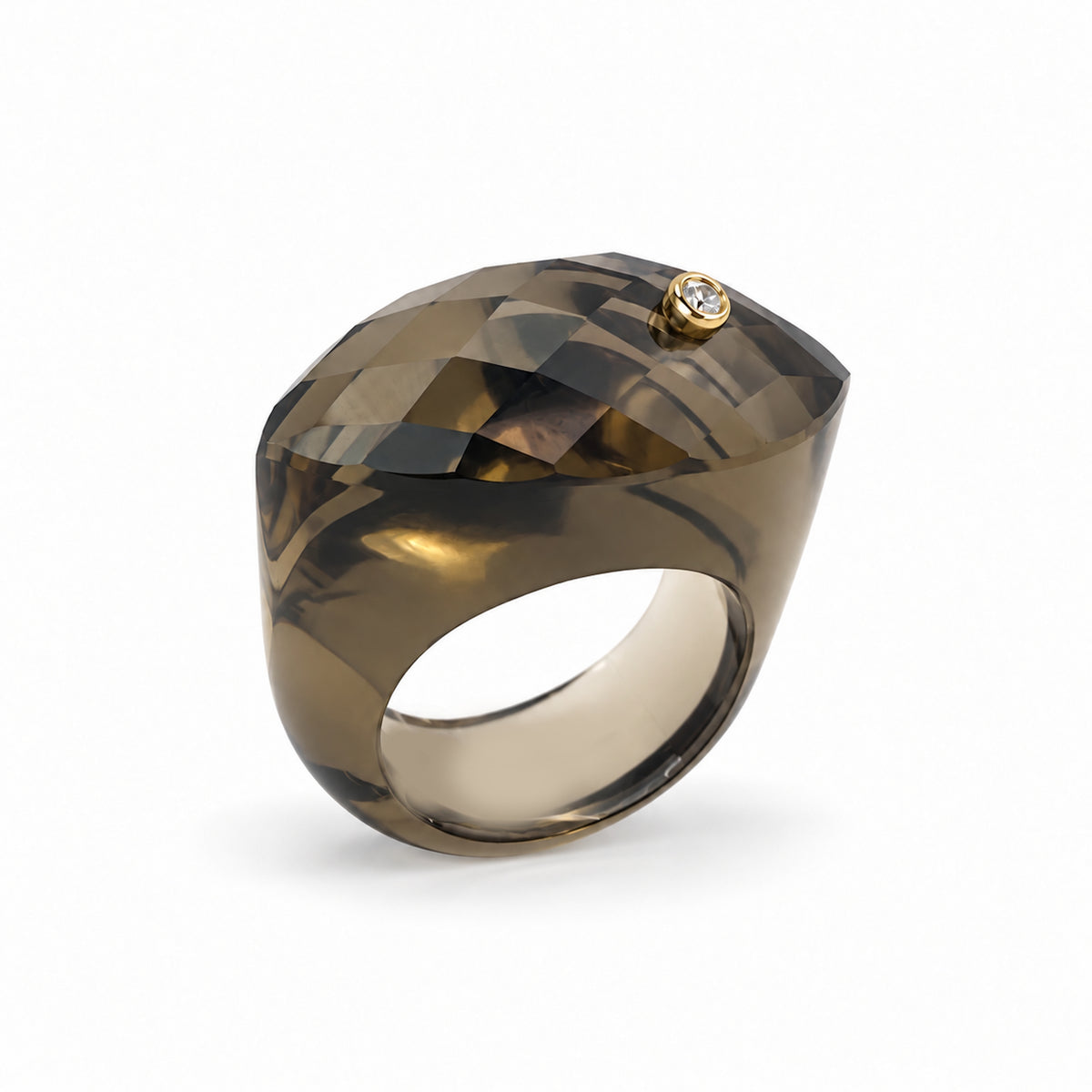 14k Multi Stone Quartz & Diamond Fancy Cut Ring
