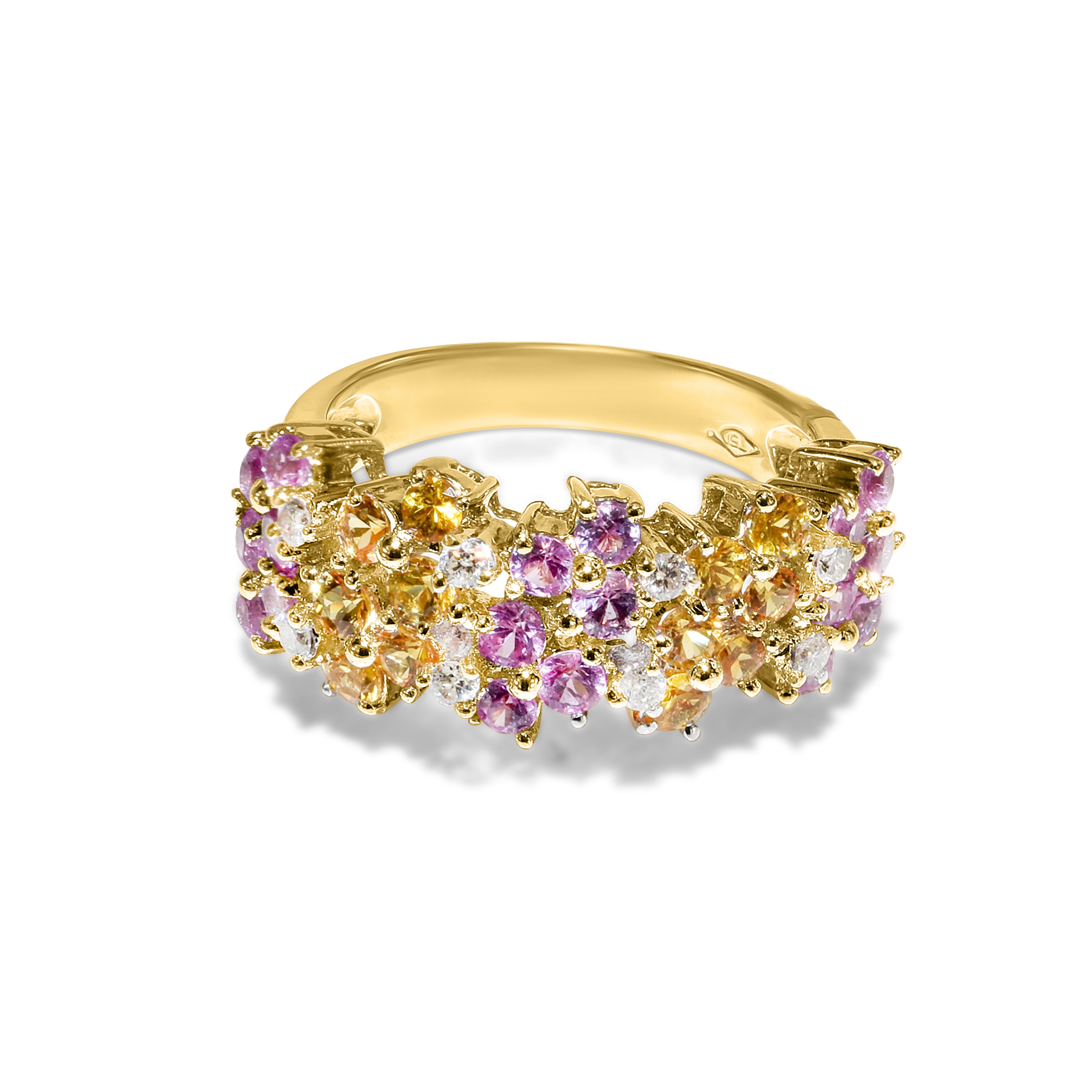 18k Pink and Yellow Sapphire Diamond Ring
