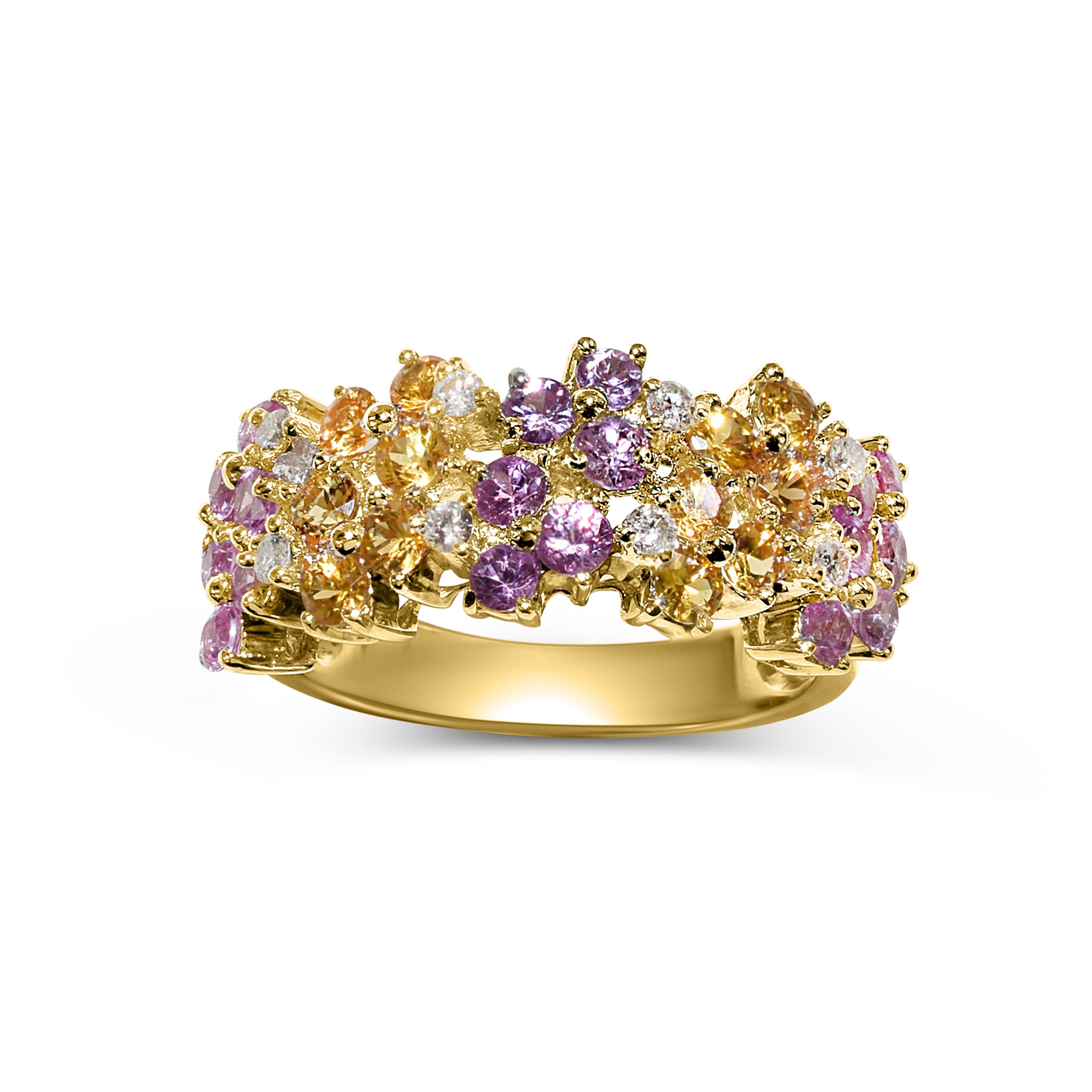 18k Pink and Yellow Sapphire Diamond Ring