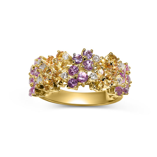 18k Pink and Yellow Sapphire Diamond Ring