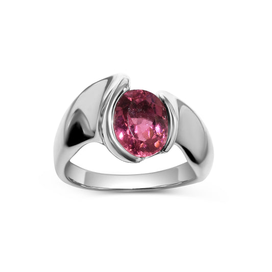 18k White Gold Tourmaline Oval Ring