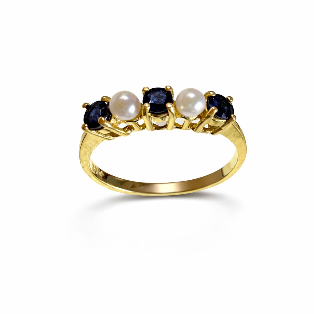 14k Sapphire Cultured Pearl Ring