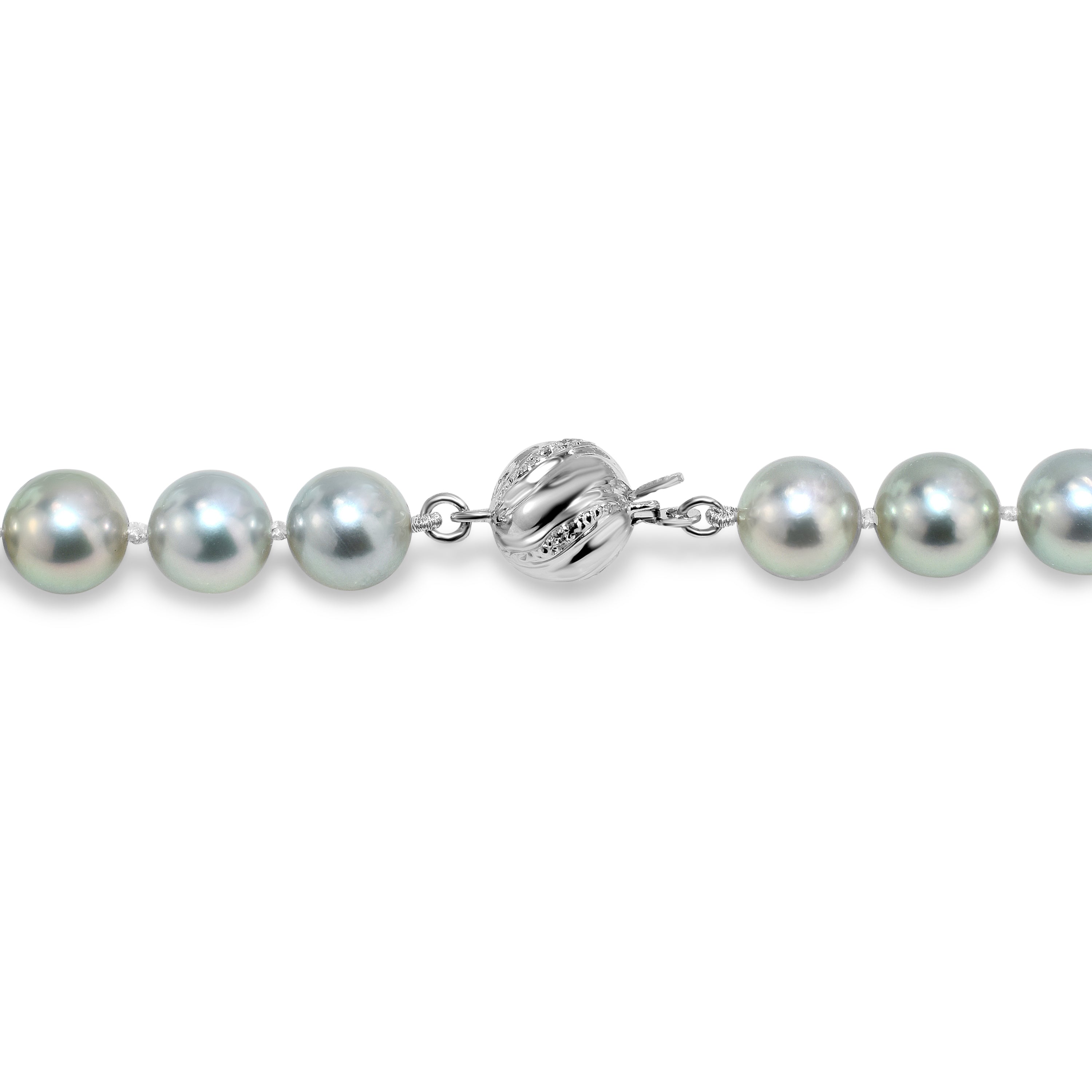 14kw Diamond Silver Grey Color Akoya Cultured Pearl Necklace