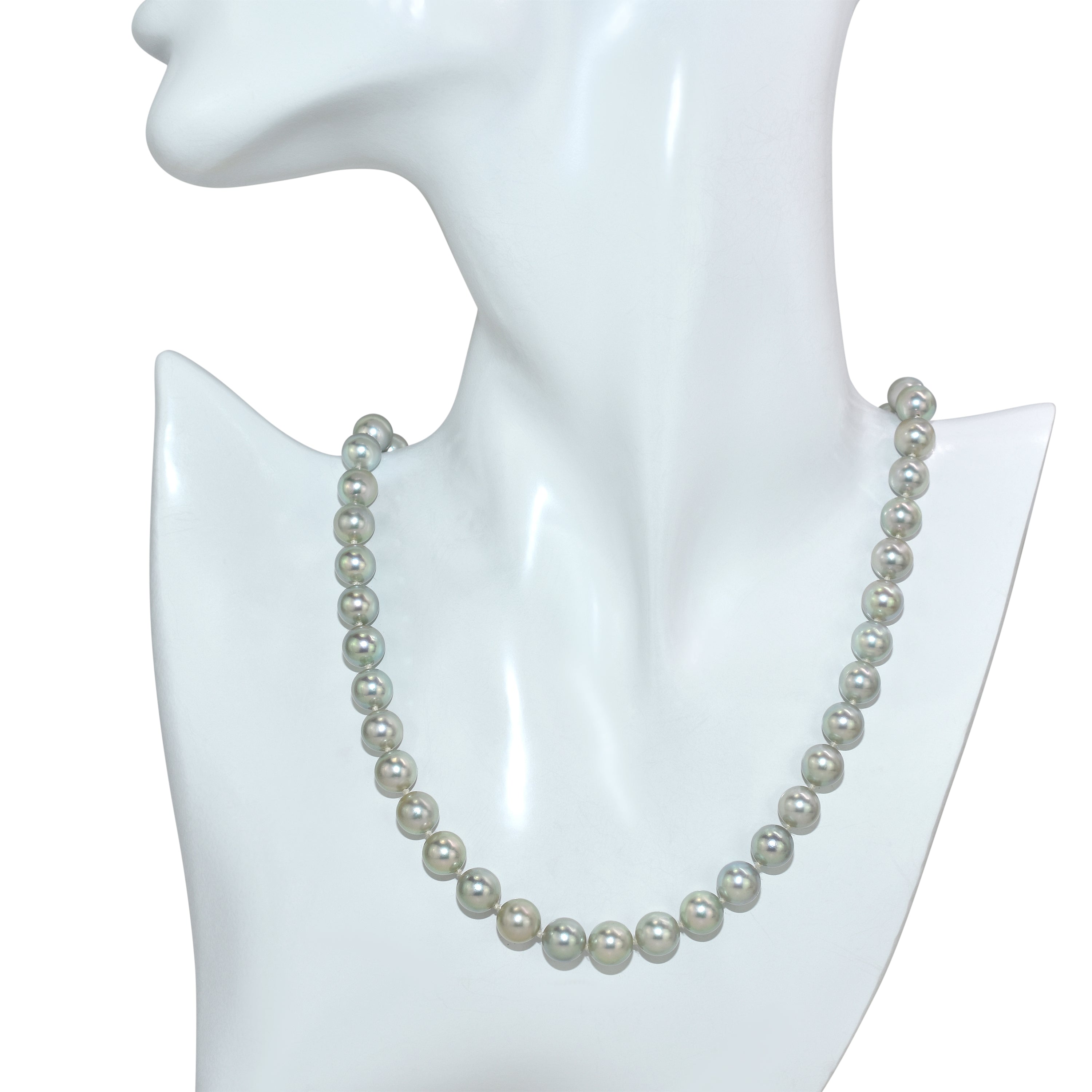 14kw Diamond Silver Grey Color Akoya Cultured Pearl Necklace