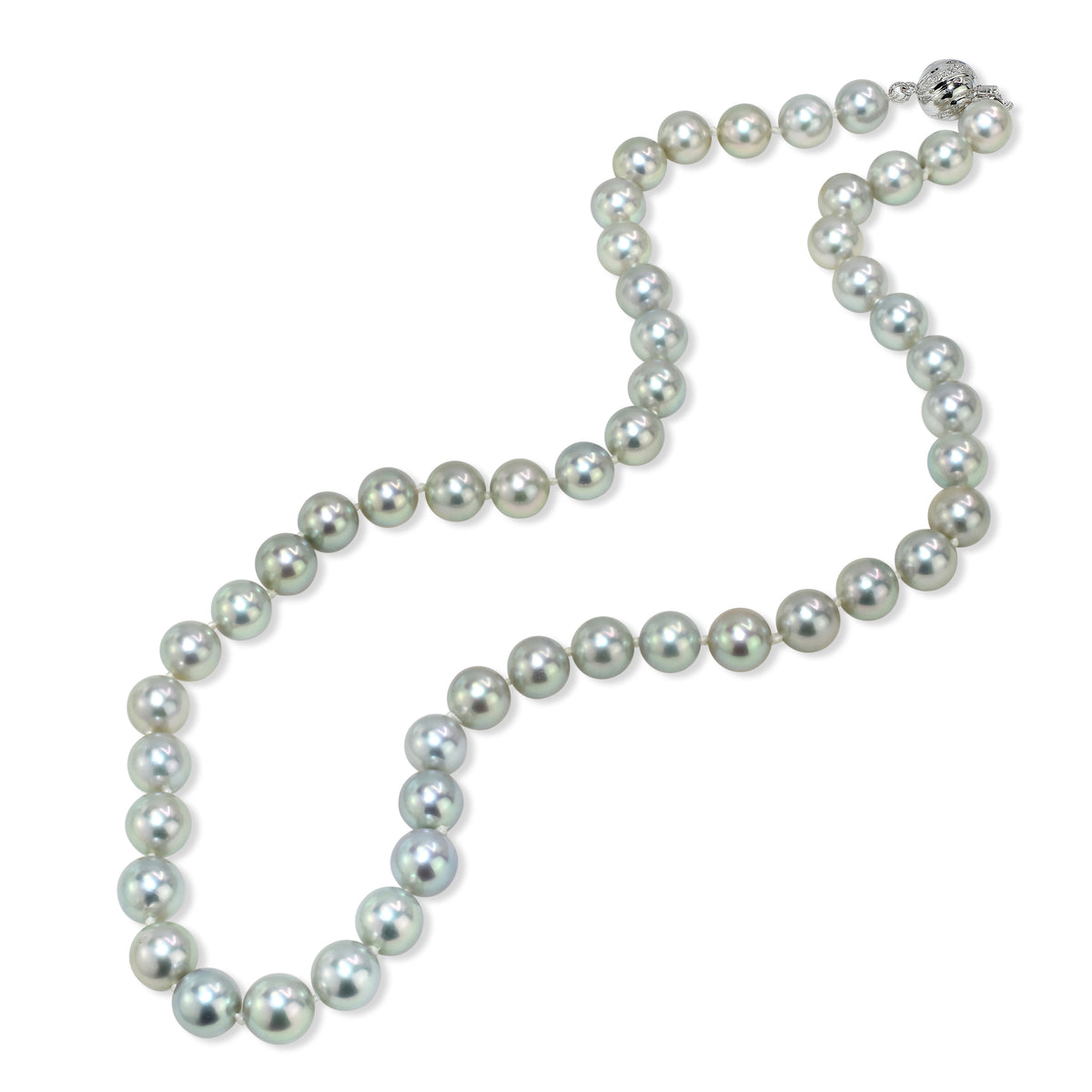 14kw Diamond Silver Grey Color Akoya Cultured Pearl Necklace
