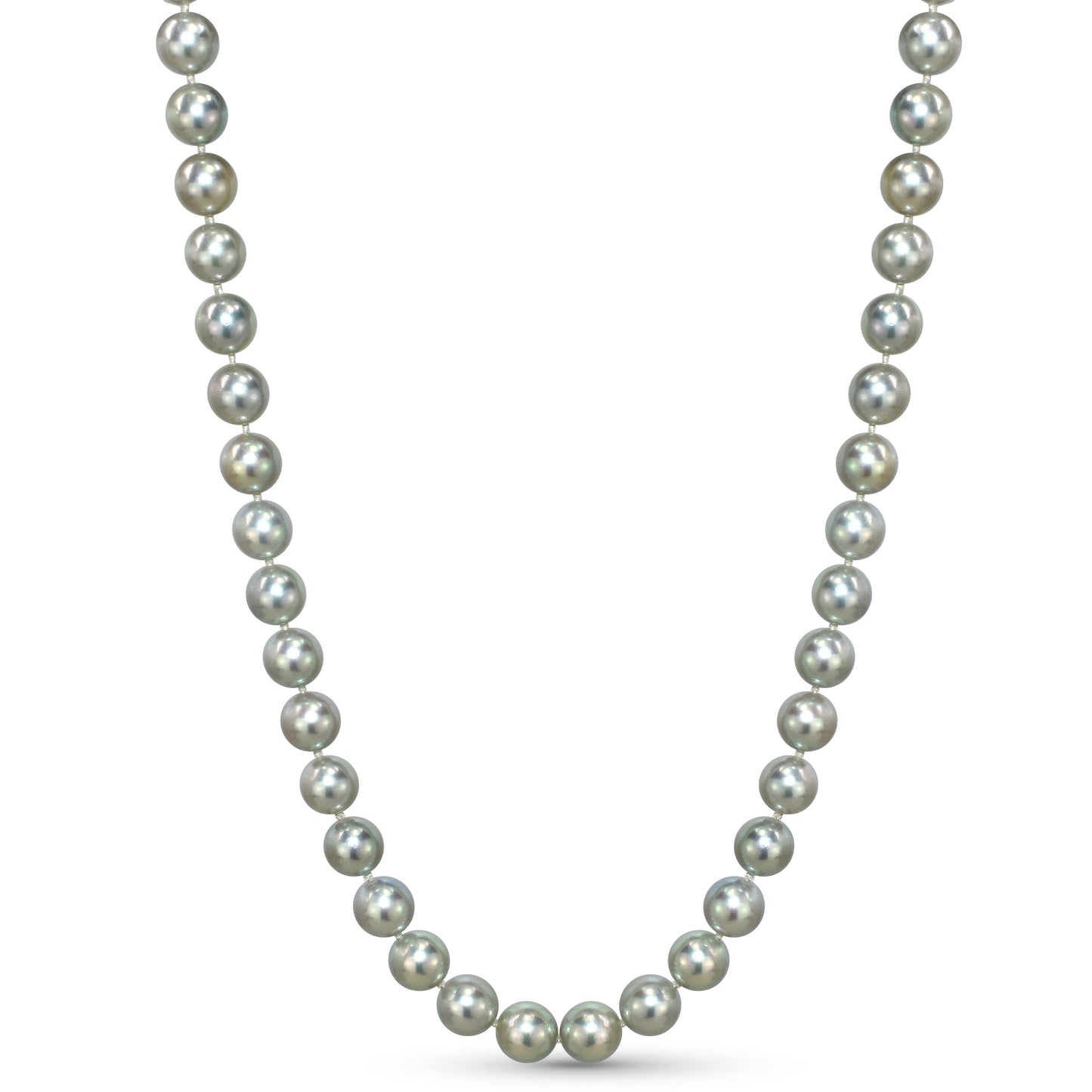14kw Diamond Silver Grey Color Akoya Cultured Pearl Necklace