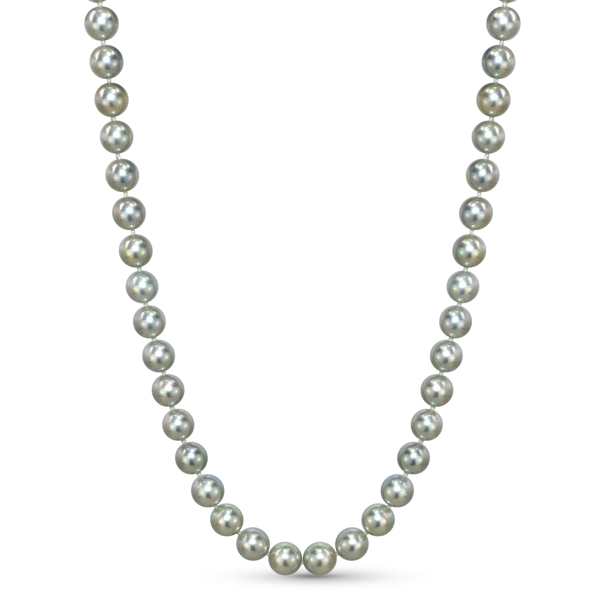 14kw Diamond Silver Grey Color Akoya Cultured Pearl Necklace