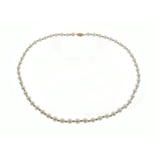 14k Japanese Cultured Pearl Gold Bead Necklace